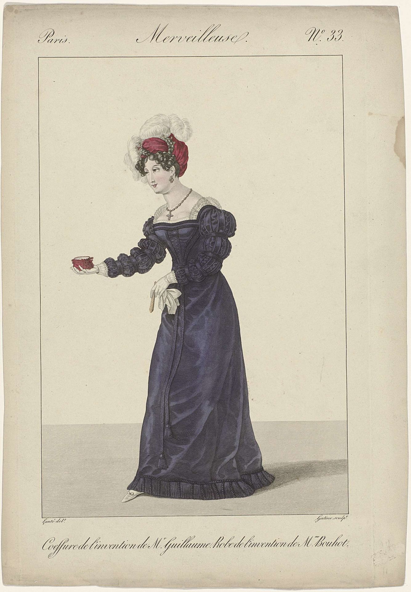Incroyables et Merveilleuses, 1818, Merveilleuse, No. 33: Coeffure de l'Invention de M.r Guillaum (...). by Georges Jacques Gatine
