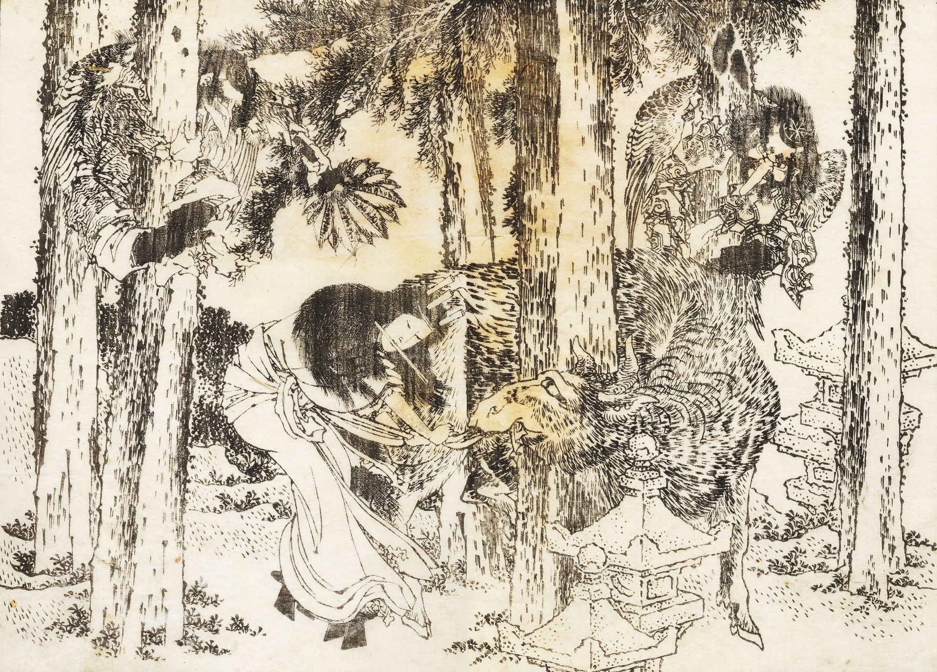 A woman makes a cursing ritual ceremony by Katsushika Hokusai