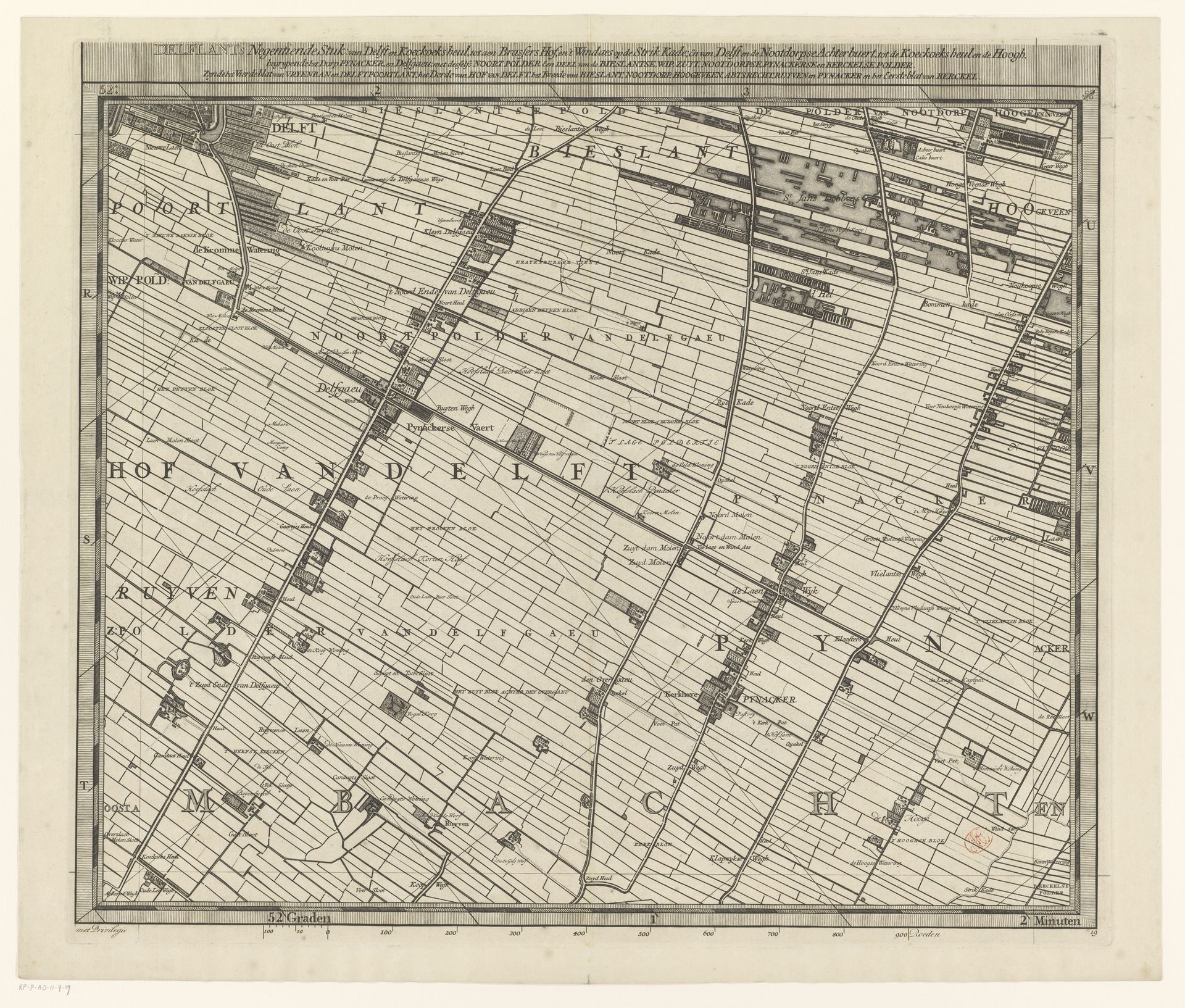 Kaart van het Hoogheemraadschap van Delfland (negentiende deel) by Luggert van Anse