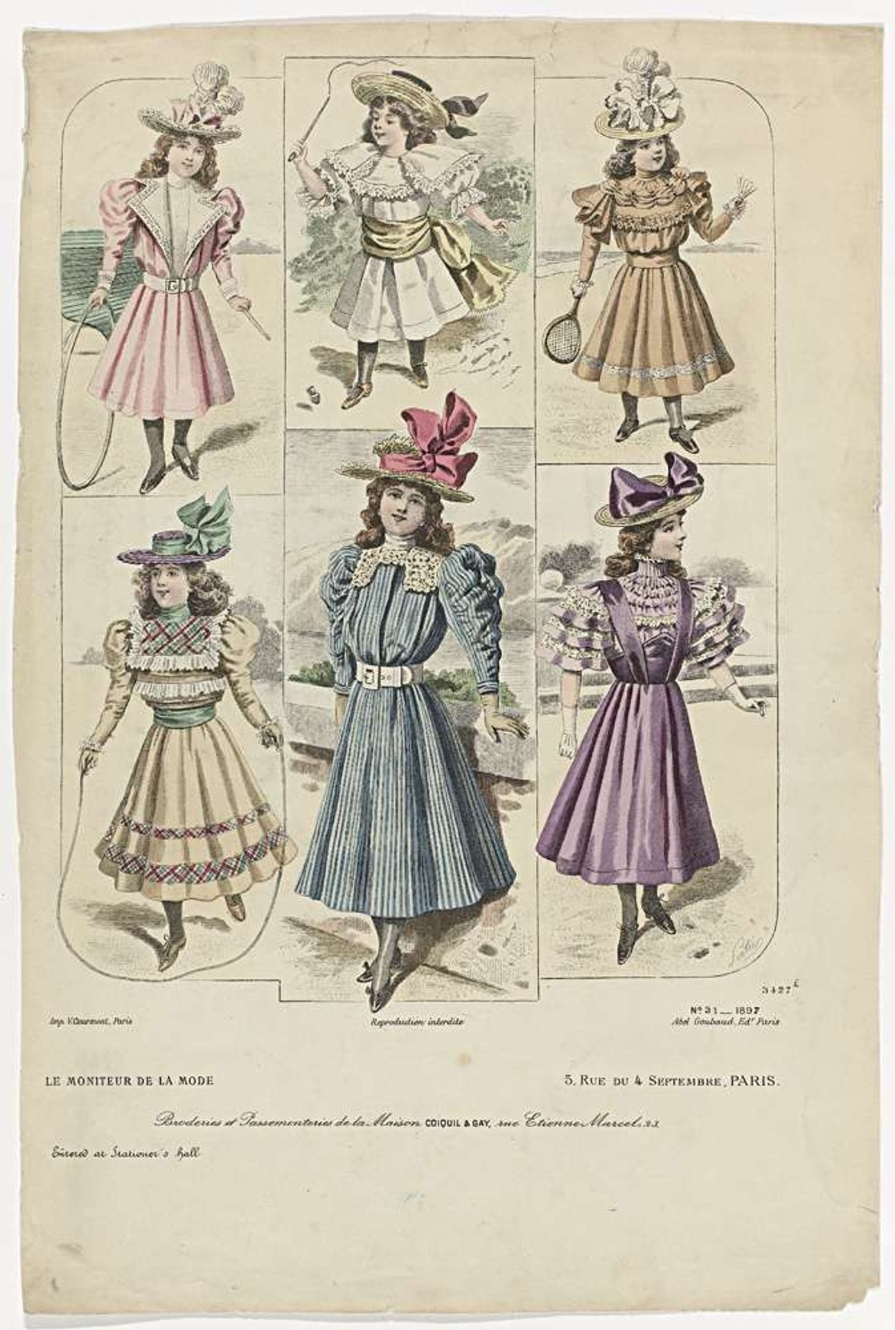 Le Moniteur de la Mode, 1897, Nr. 3427e, No. 31: Broderies et Passementeries (...) by A. Portier