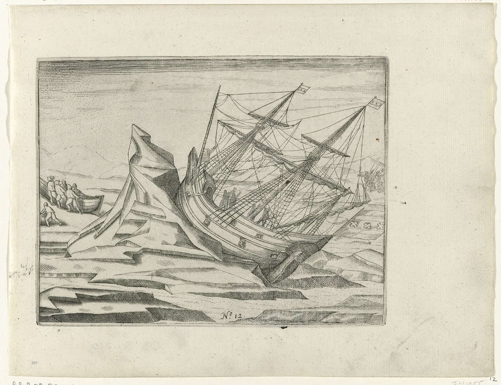 Het schip vastgelopen in het ijs, 1596 by Anonymous