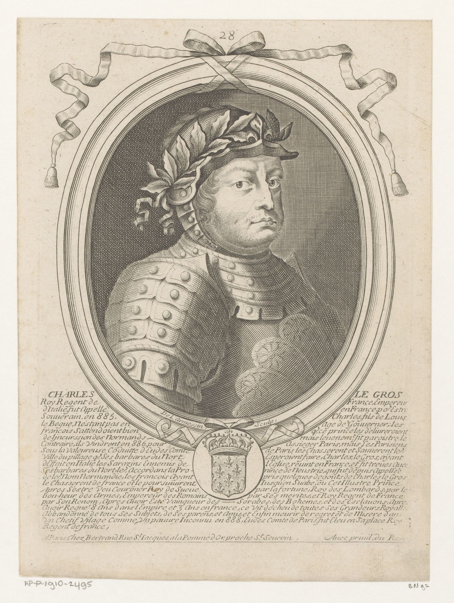 Portret van Karel III de Dikke by Nicolas de (I) Larmessin