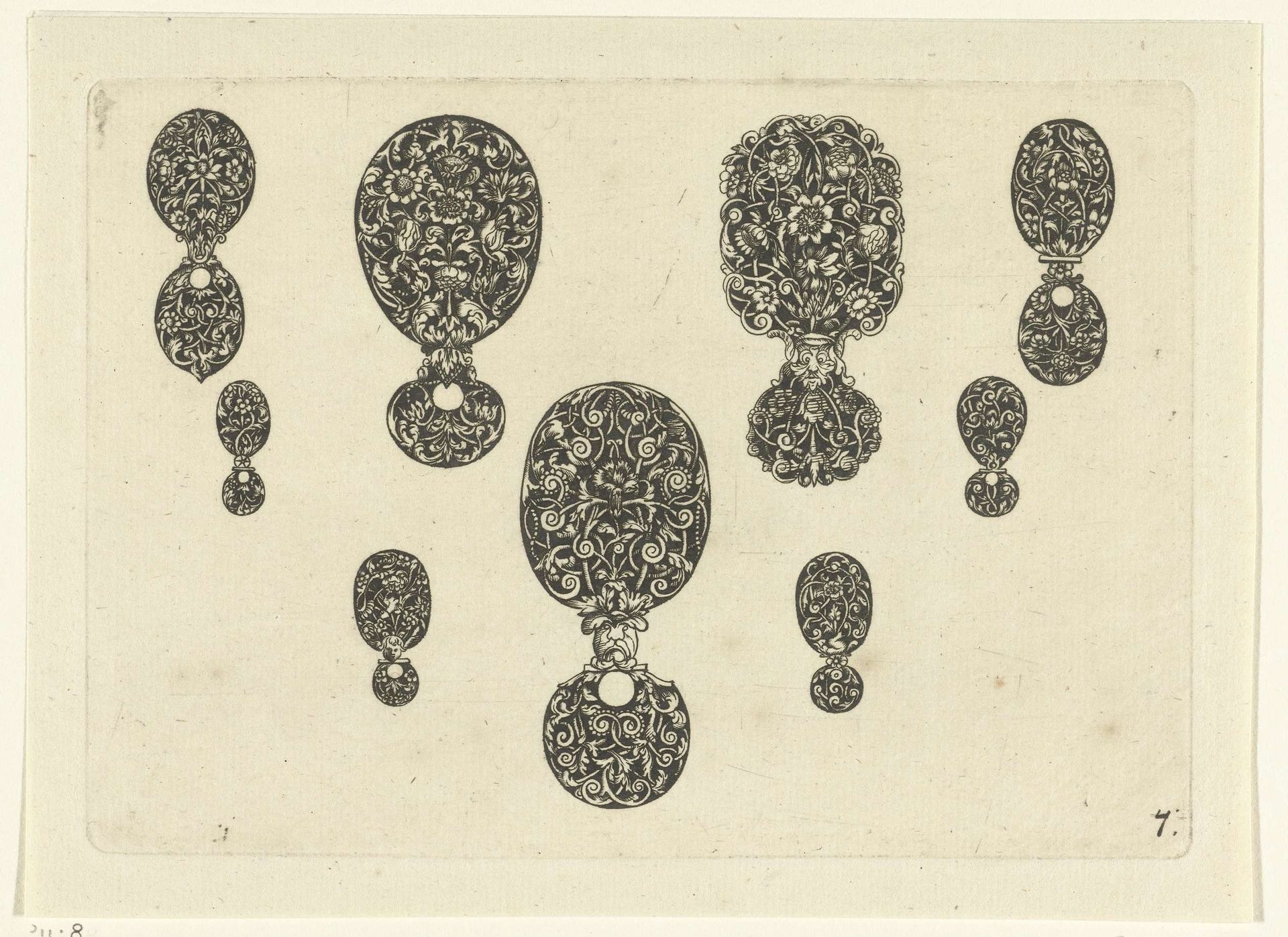 Negen ornamenten met ranken en bloemen by Anthonie de Winter