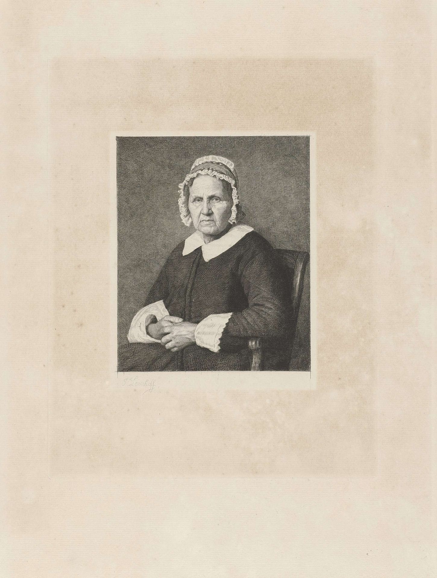 Portret van de grootmoeder van Ferdinand Leenhoff by Ferdinand Leenhoff