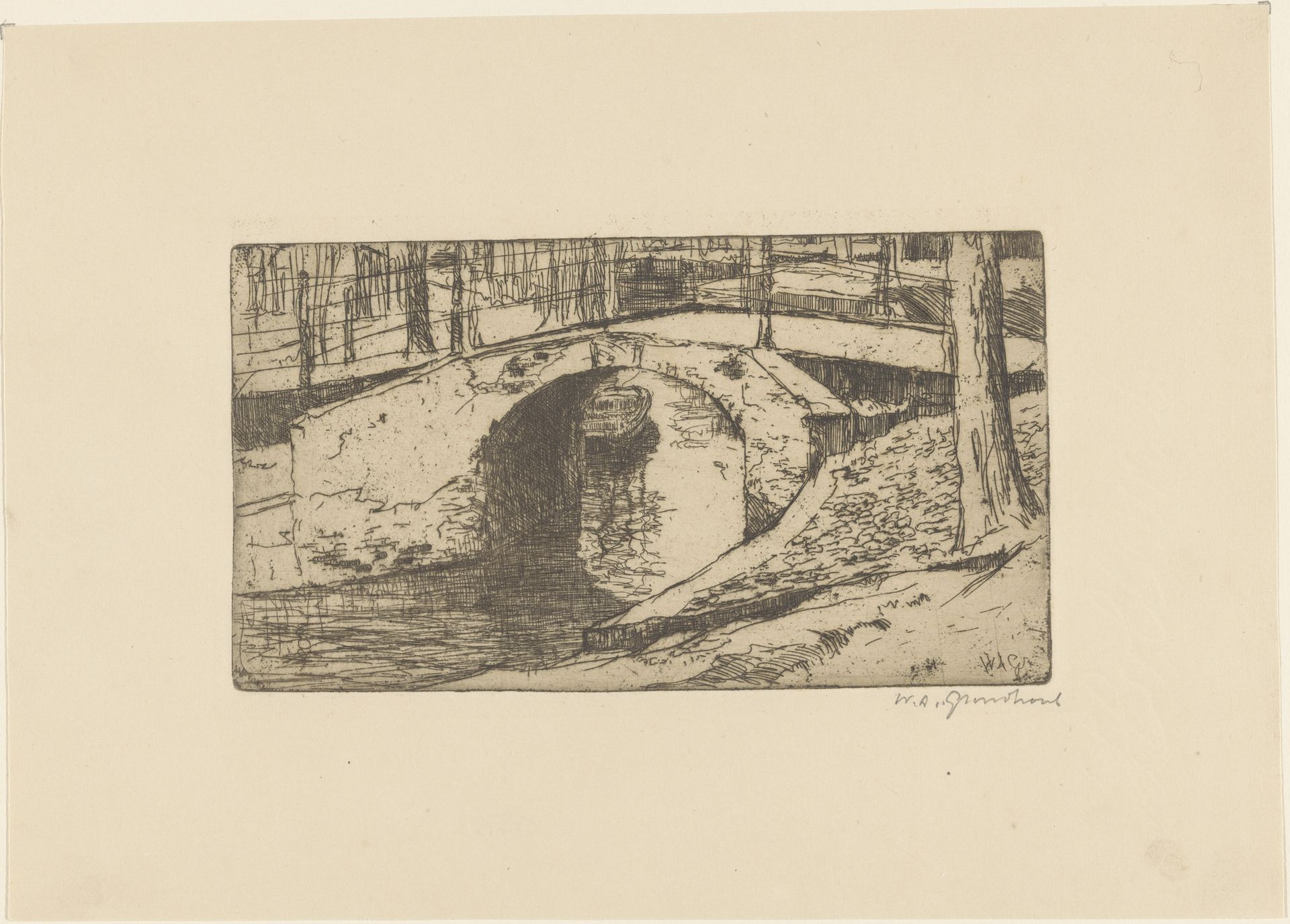 Brug in Delft by Willem Adrianus Grondhout
