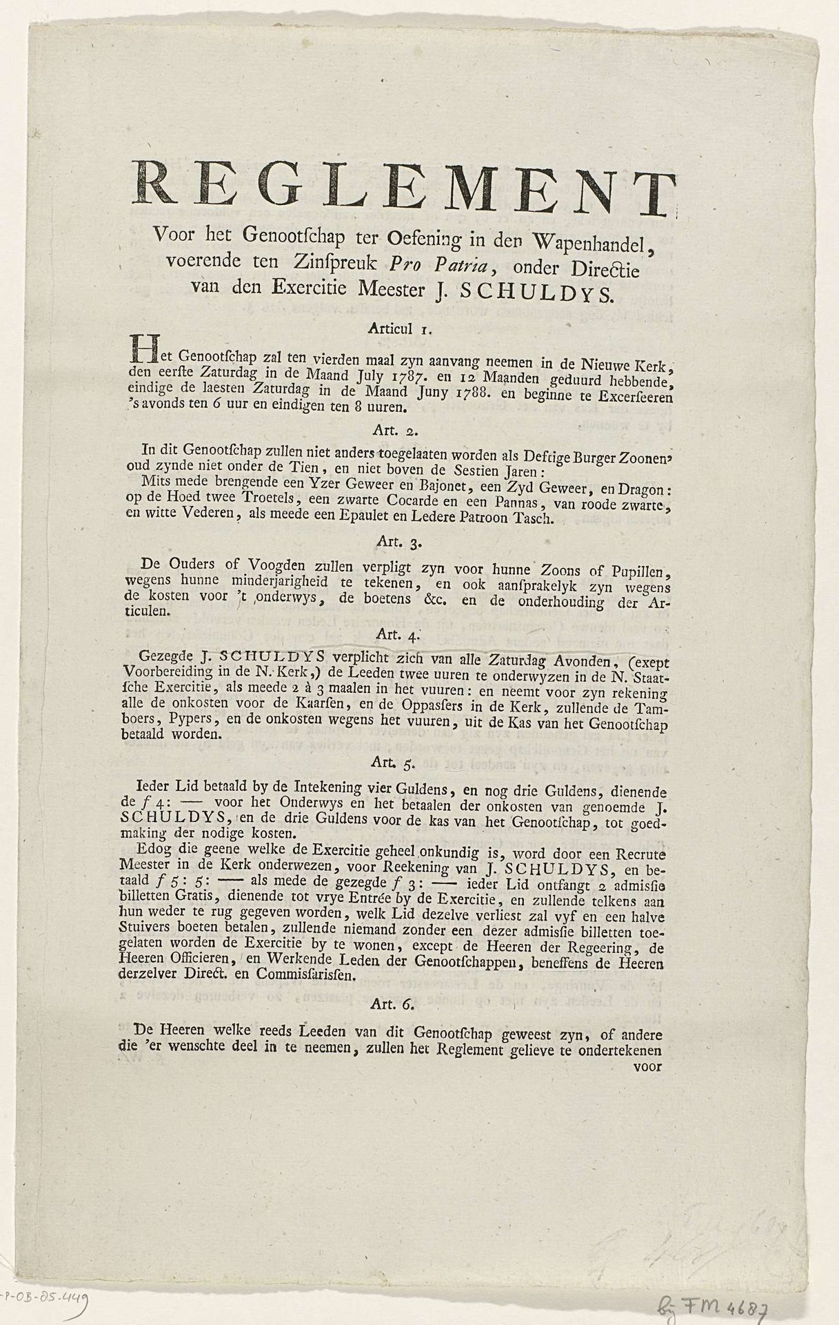 Reglement van het Genootschap Pro Patria, 1787 by Anonymous