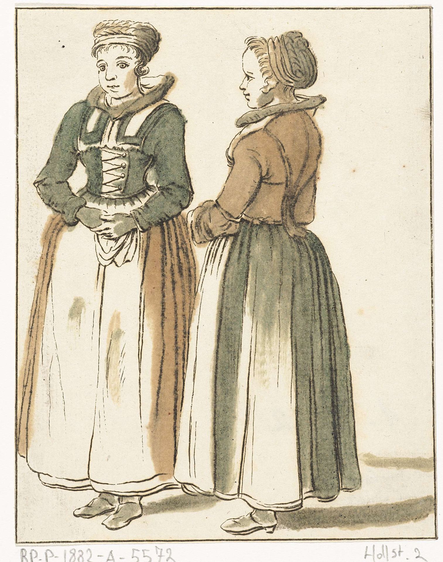 Twee staande vrouwen by Hendrik Busserus