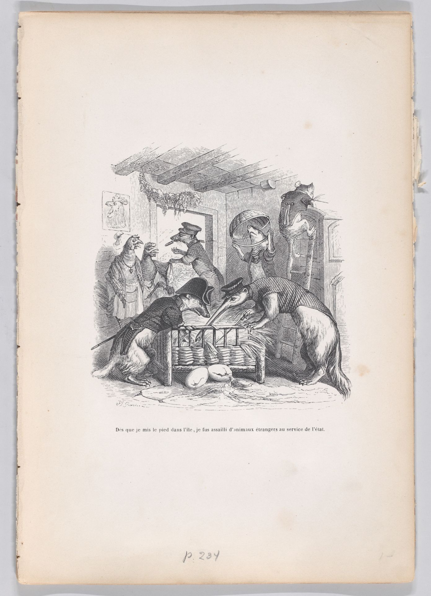 "As soon as I set foot on the island..." from Scenes from the Private and Public Life of Animals by J. J. Grandville