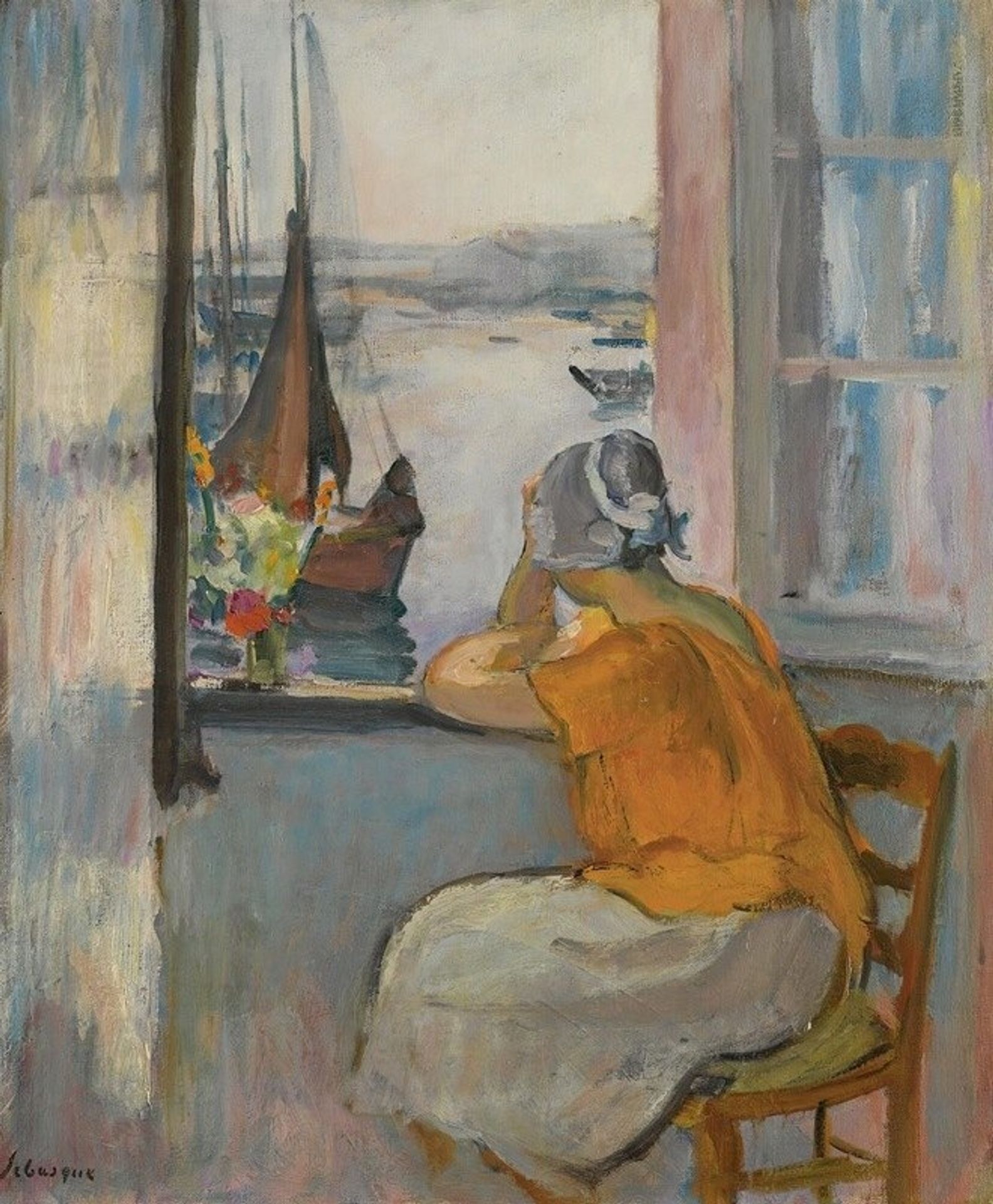Jeune Femme Devant La Fenêtre Ouverte À L’île D’yeu by Henri Lebasque
