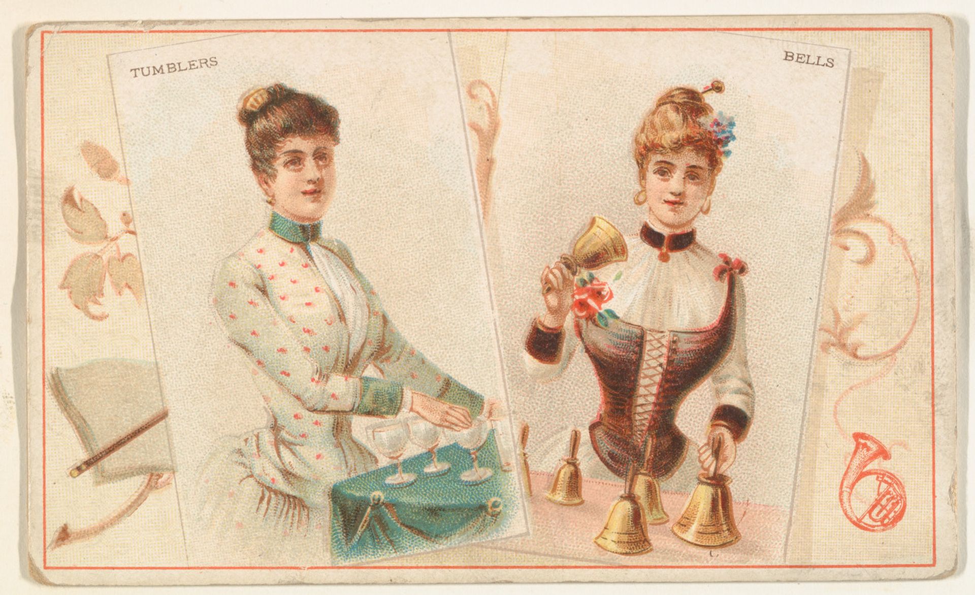 Tumblers and Bells, from the Musical Instruments series (N121) issued by Duke Sons & Co. to promote Honest Long Cut Tobacco by W. Duke, Sons & Co.