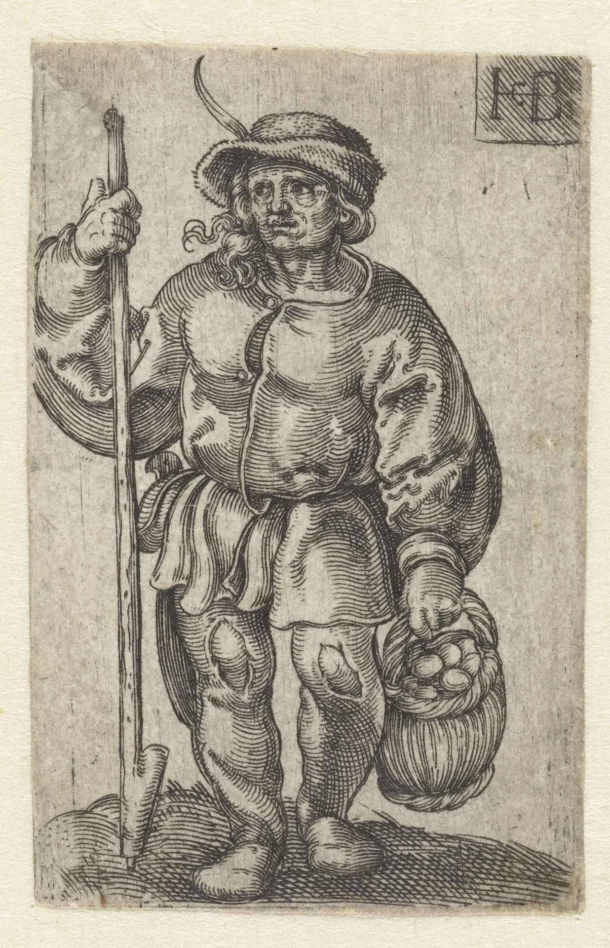Boer met een mand met eieren by Jacob Binck
