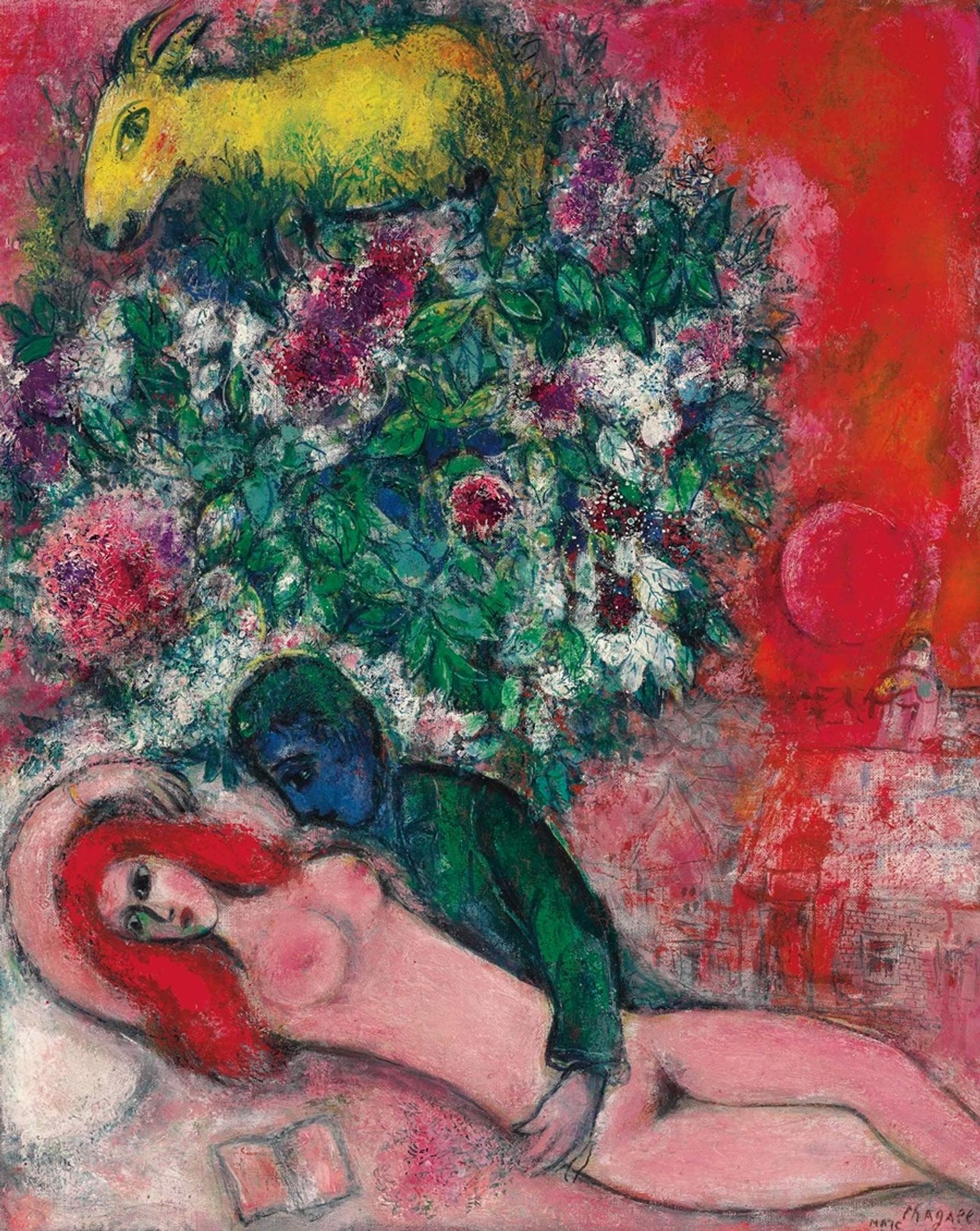 Nu rose ou Amoureux en rose by Marc Chagall