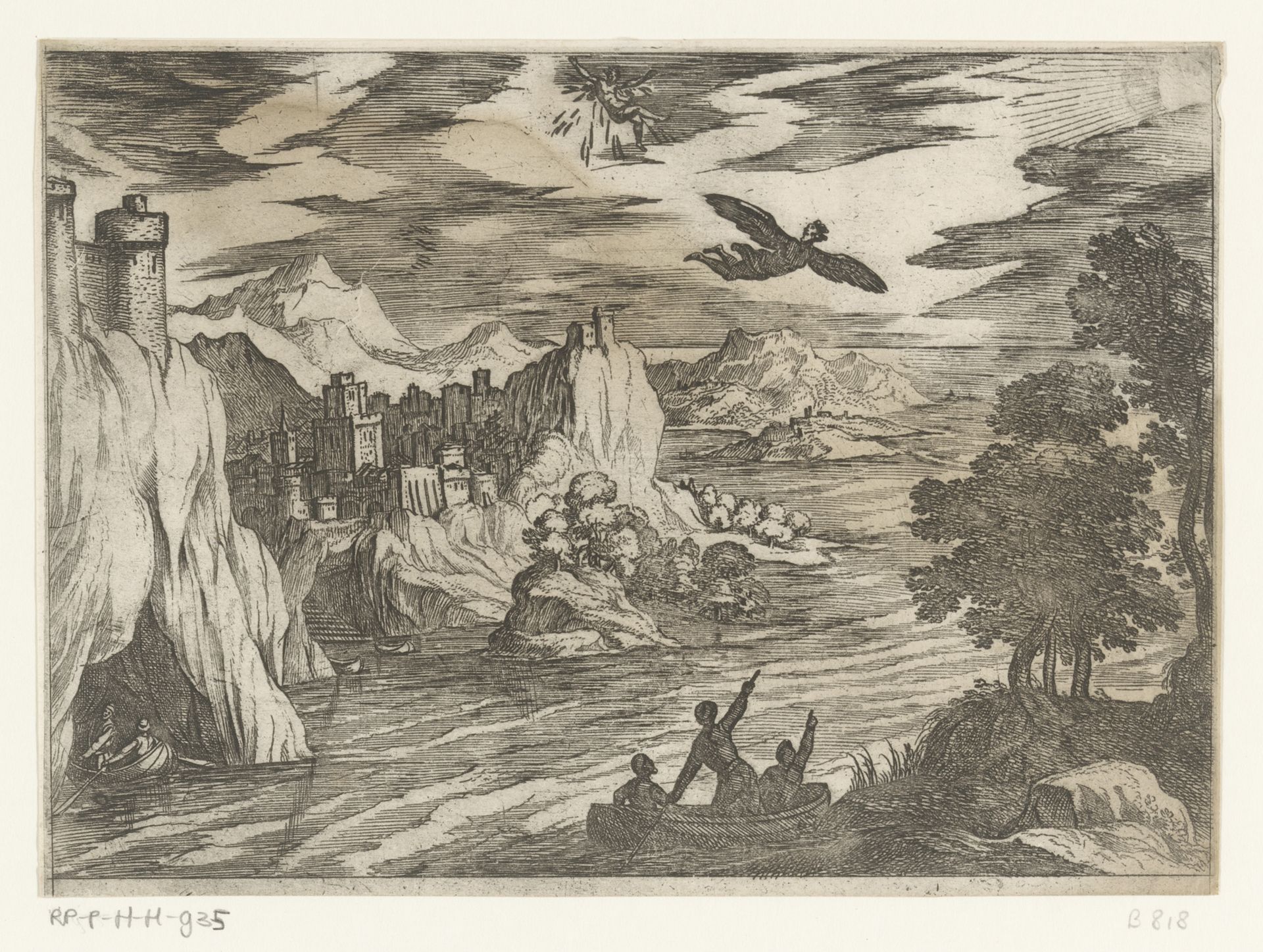 Landschap met de val van Icarus by Antonio Tempesta