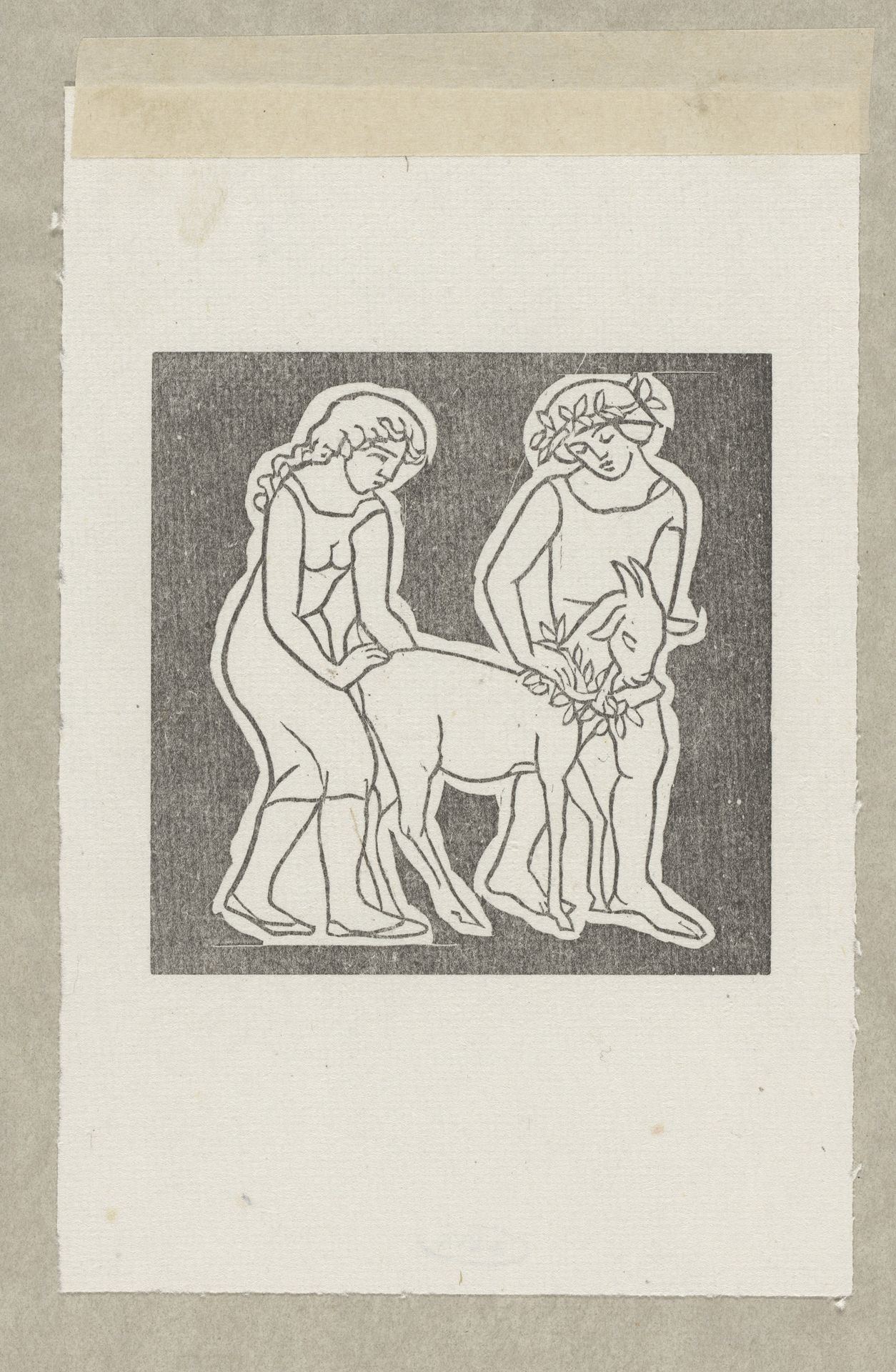 Daphnis en Chloë leiden een bok als offer aan Pan by Aristide Maillol