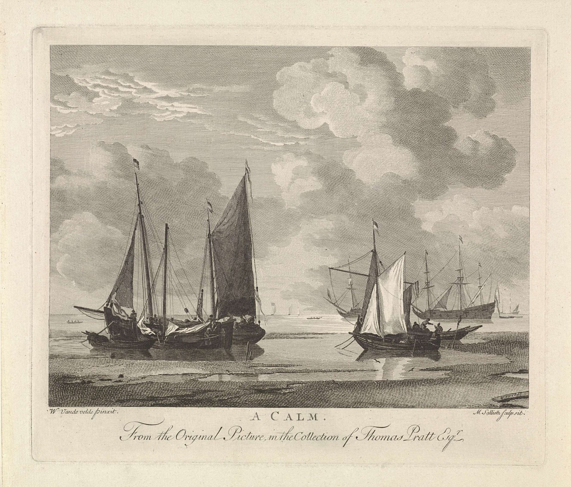 Rustig water met vissersboten by Mathias de Sallieth