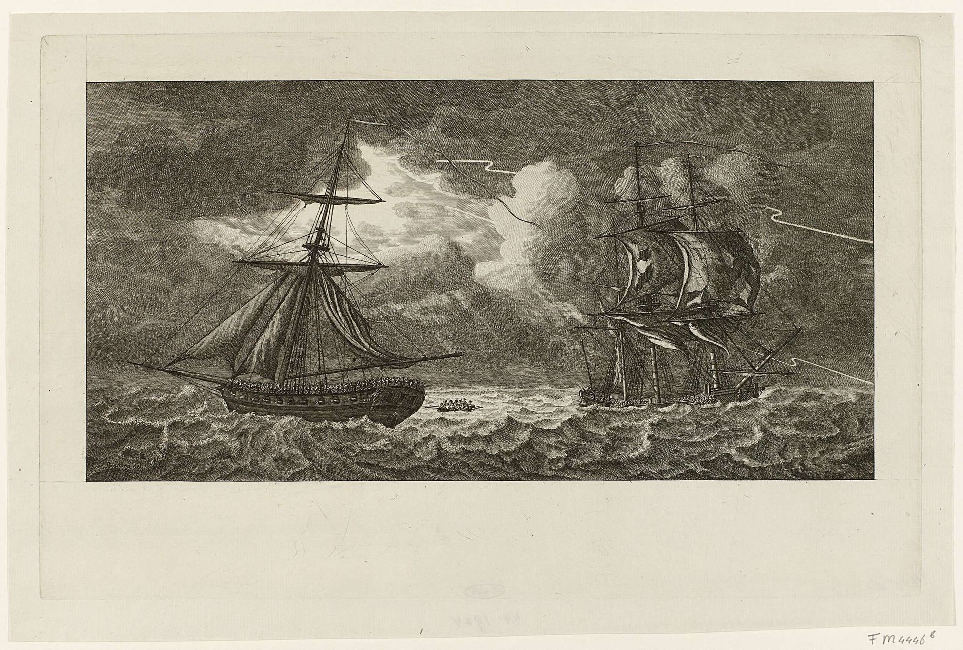 Redden van de bemanning van het schip Holland, 1781 by Carel Frederik (I) Bendorp