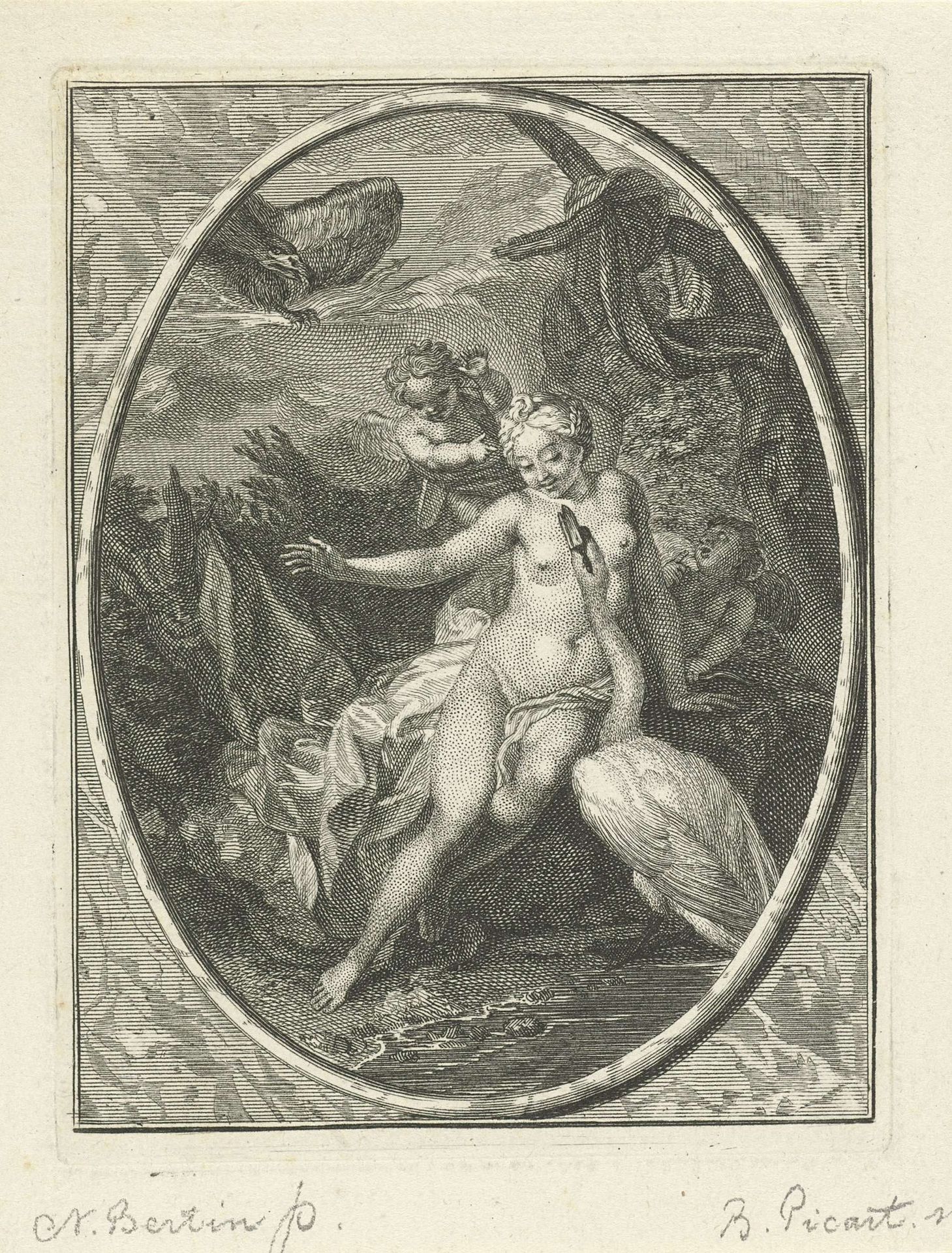 Leda en de zwaan by Bernard Picart