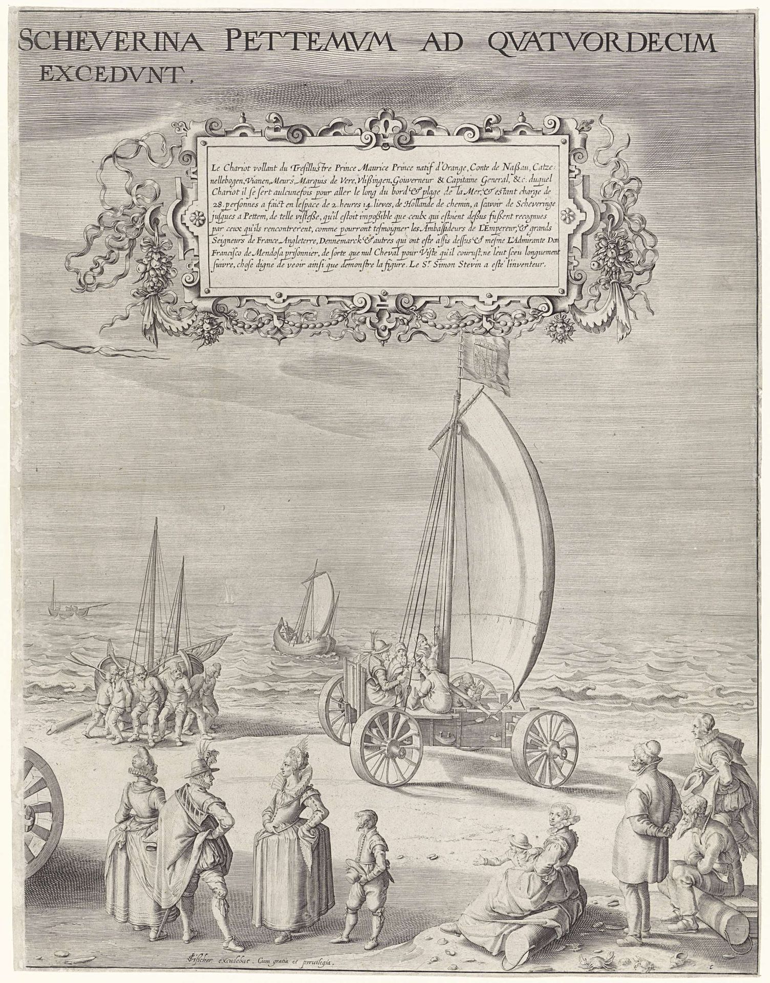 Zeilwagen van Simon Stevin (rechterplaat), 1602 by Willem van Swanenburg