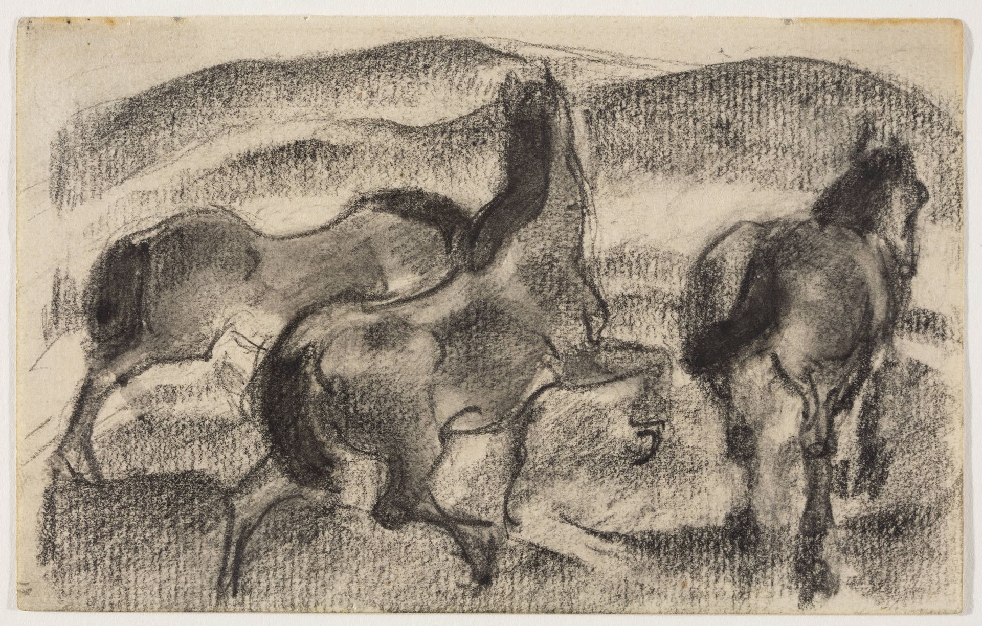 Three Horses in a Hilly Landscape by Franz Marc
