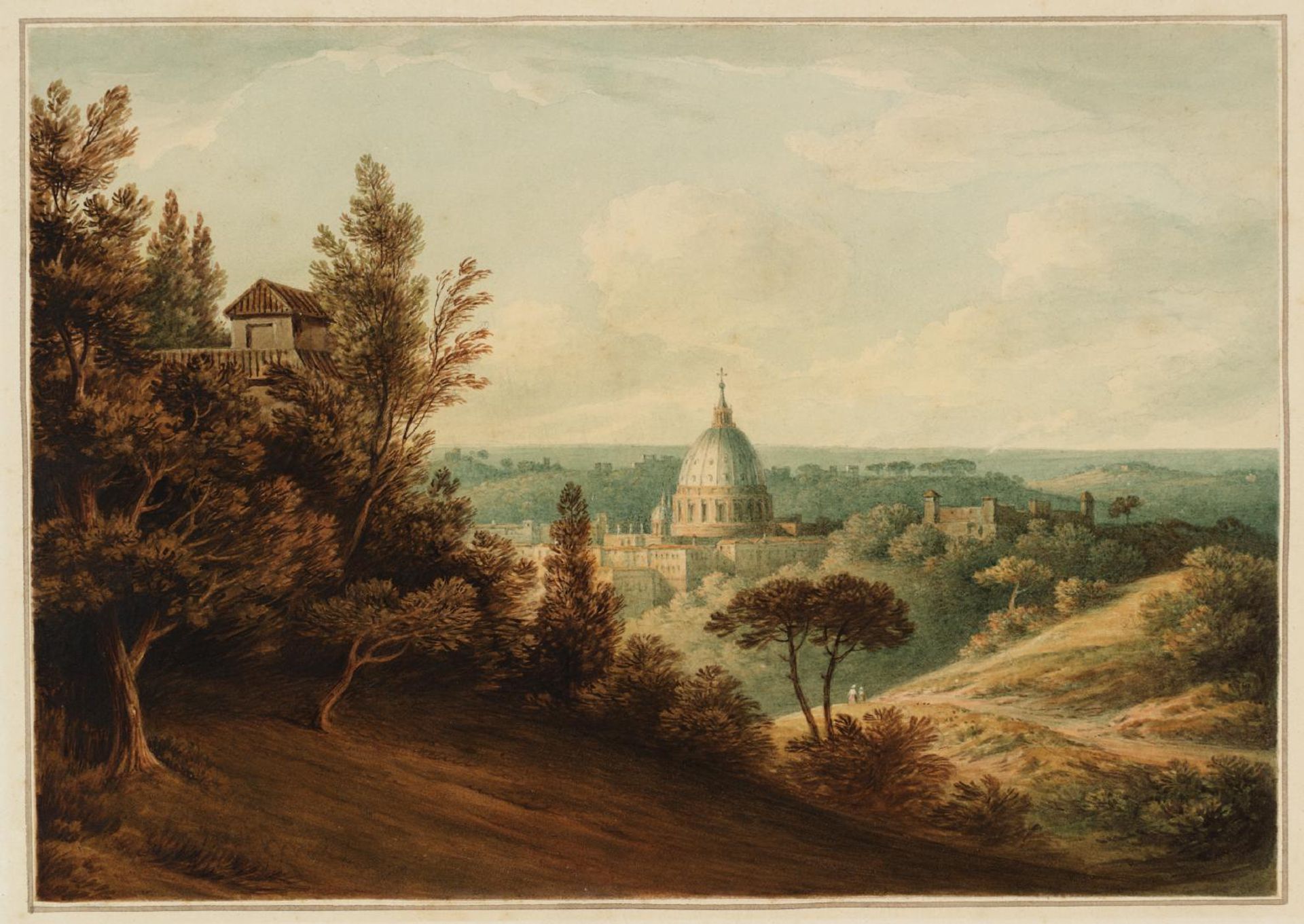 St Peter’s from the Villa Milleni near Rome by  John `Warwick' Smith