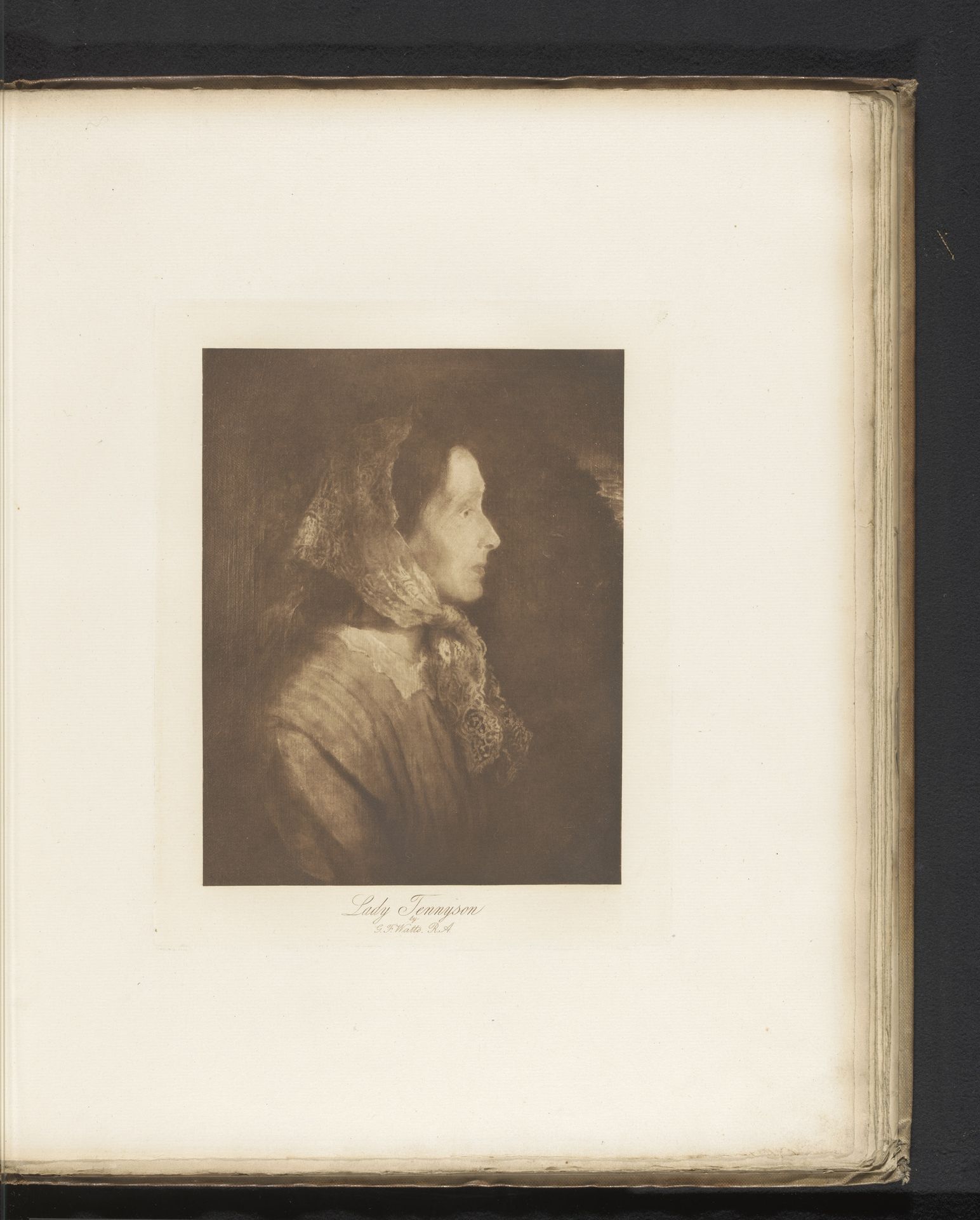 Reproductie van een schilderij van een portret van Emily Tennyson door George Frederick Watts by Henry Herschel Hay Cameron