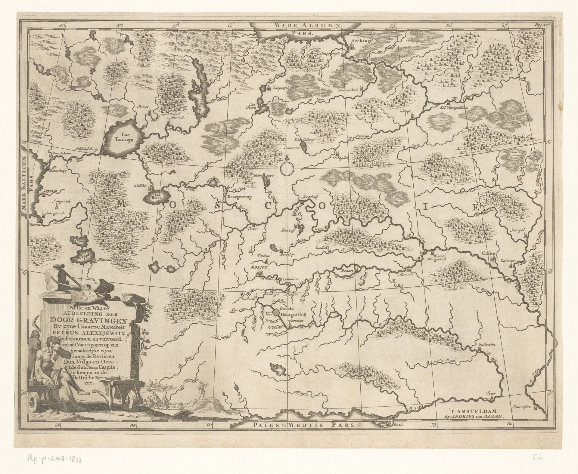 Kaart van de omgeving van Moskou, met het (nooit voltooide) kanaal tussen de Don en de Wolga by Anonymous