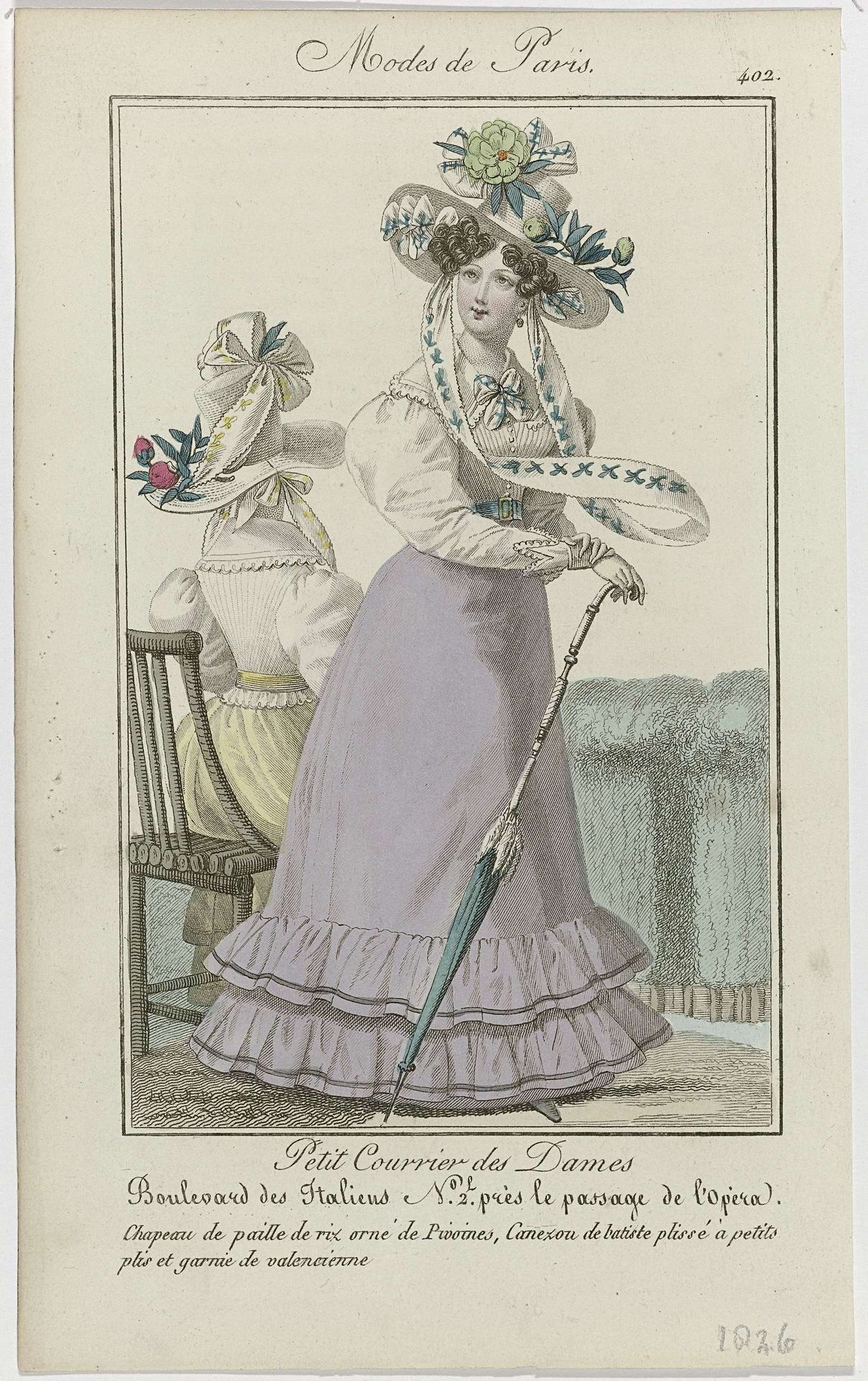 Petit Courrier des Dames, 1826, No. 402 : Chapeau de paille de riz (...) by Anonymous