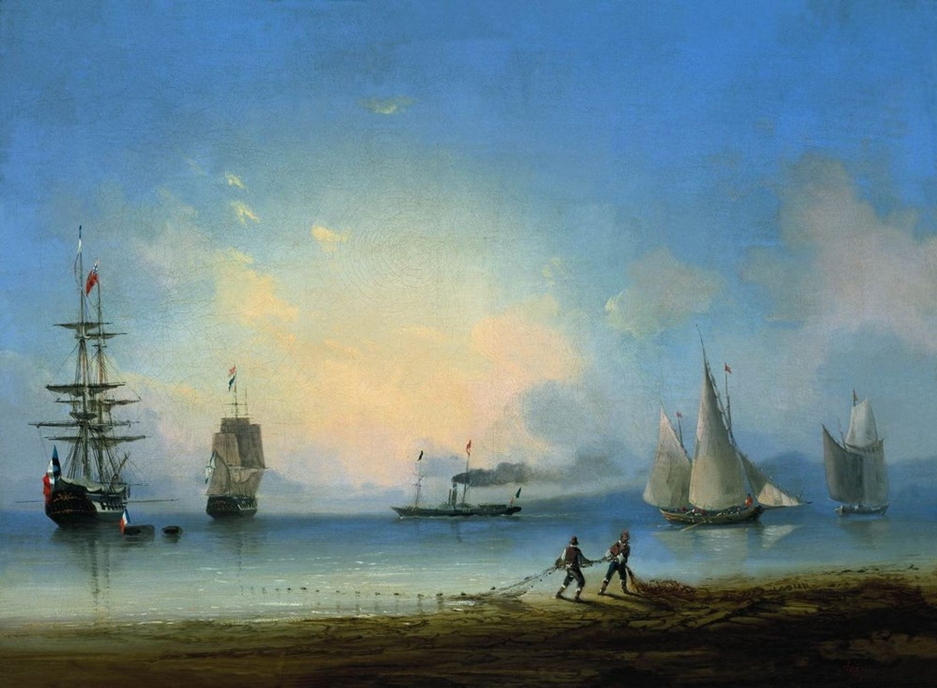 Russian and French frigates by Ivan Konstantinovich Aivazovsky