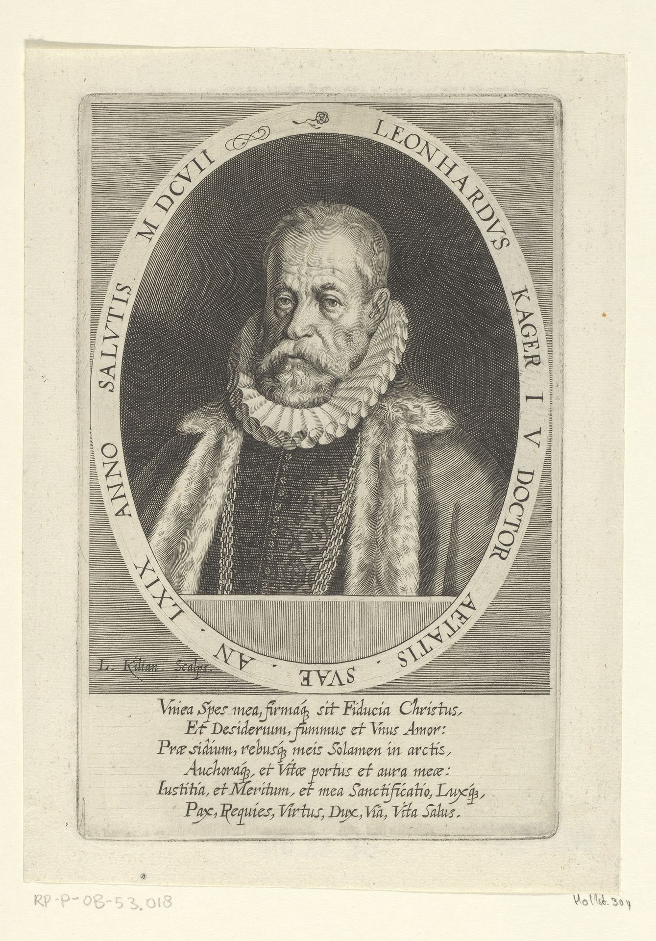 Portret van Leonhard Kager op 69-jarige leeftijd by Lucas Kilian
