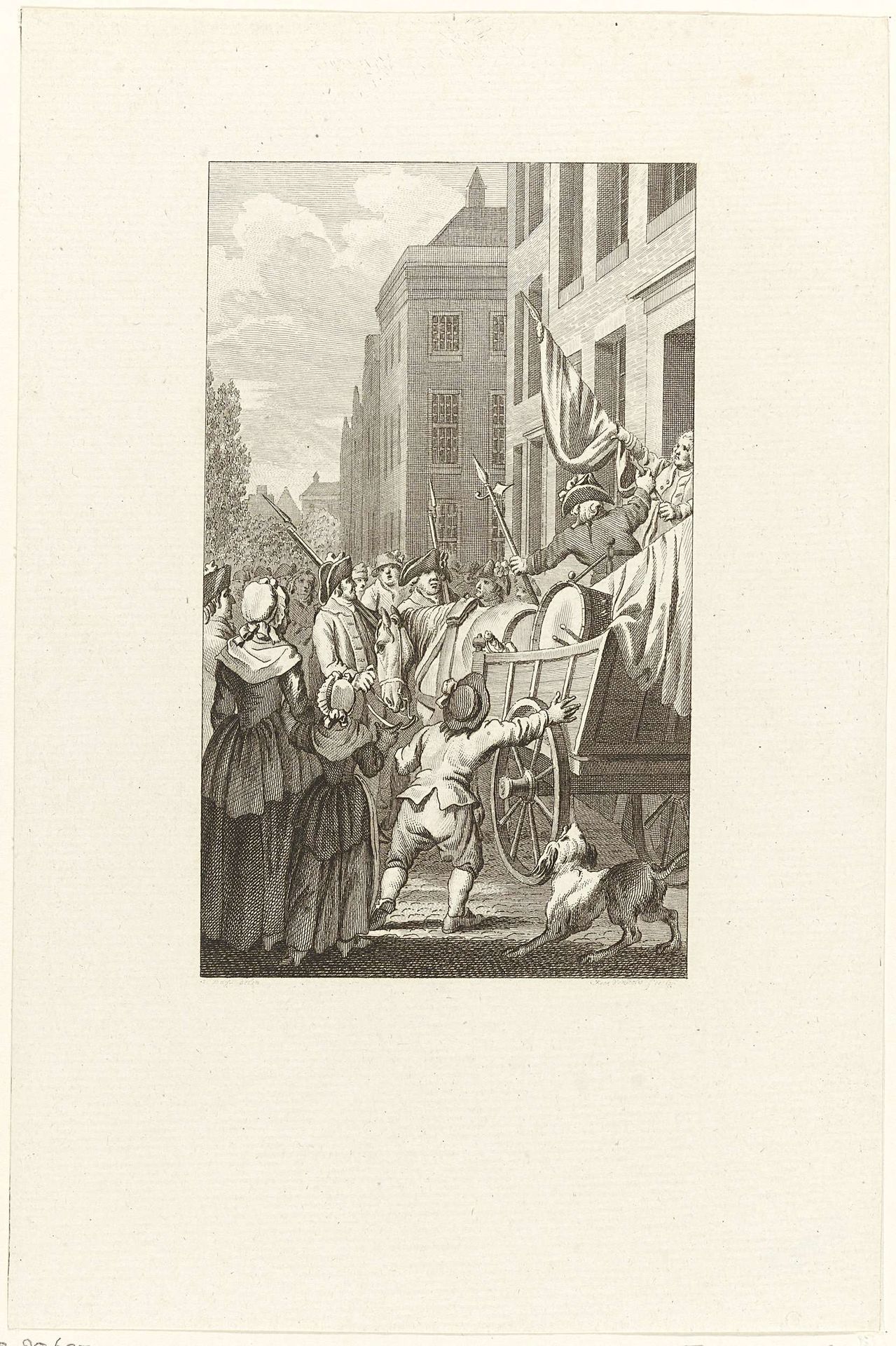 Afhalen bij patriotten te Zutphen van trommels en vaandels, 1787 by Reinier Vinkeles