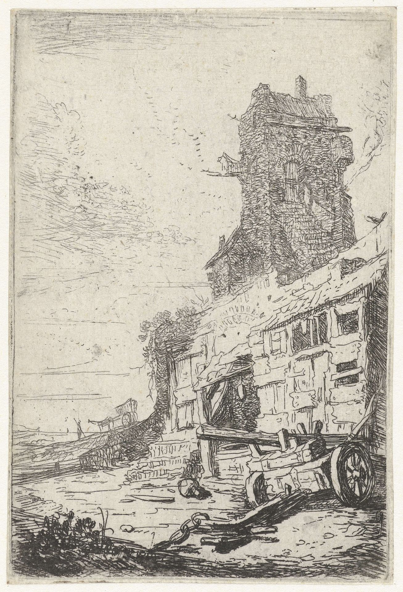 Vervallen huis by Bartholomeus Breenbergh