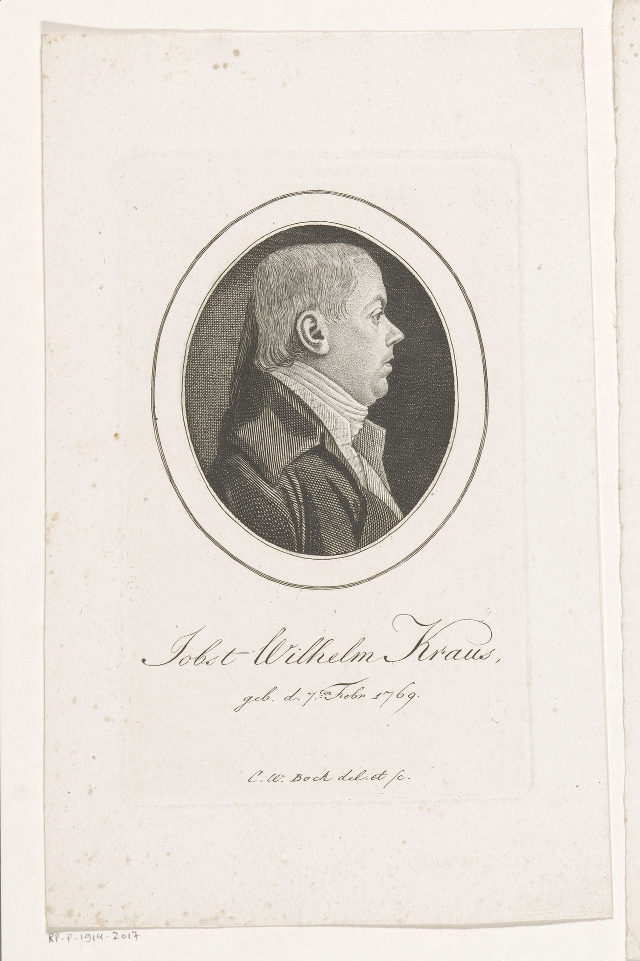 Portret van Jobst Wilhelm Kraus by Christoph-Wilhelm Bock