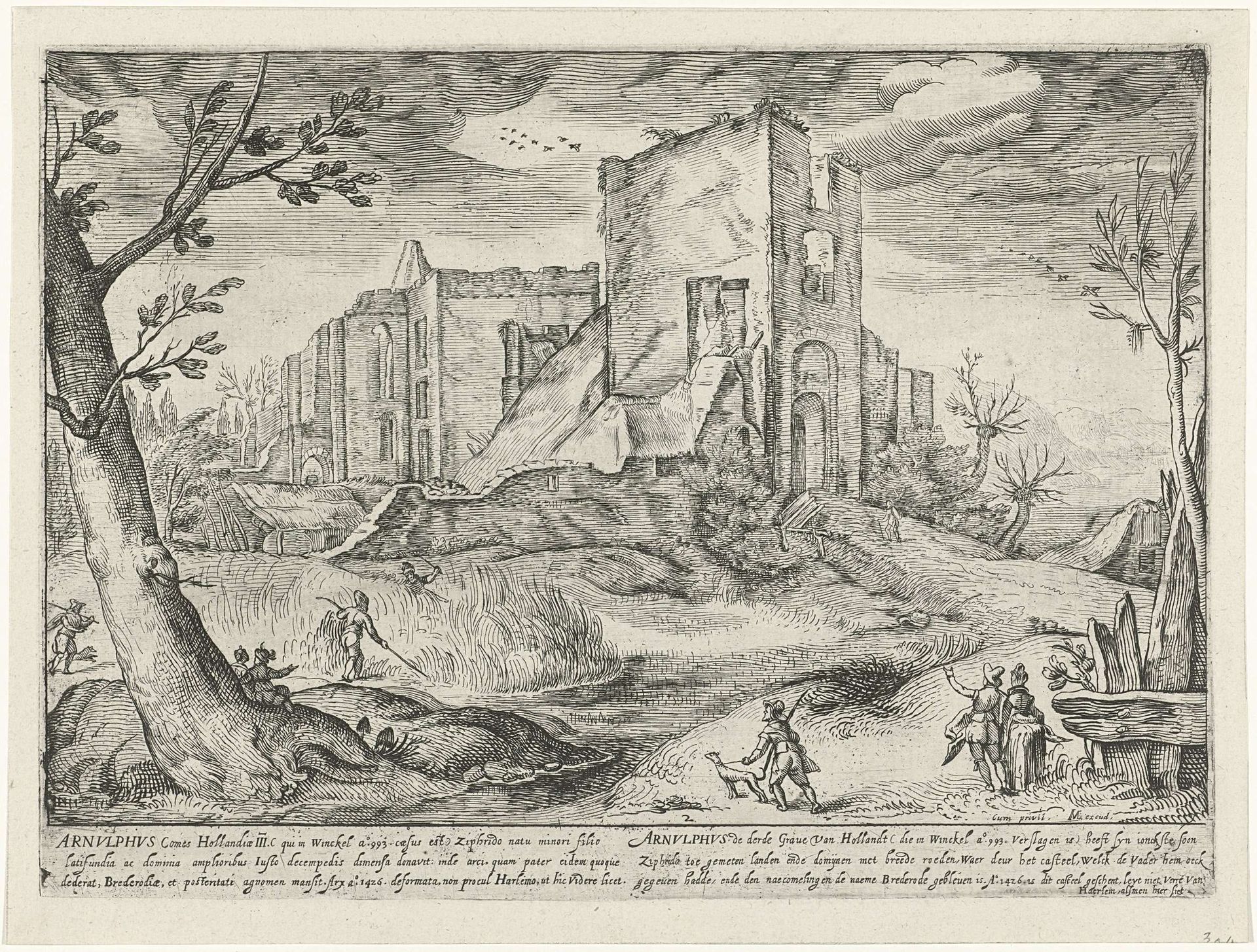 Landschap met de ruïne van Brederode by Gerrit Gauw