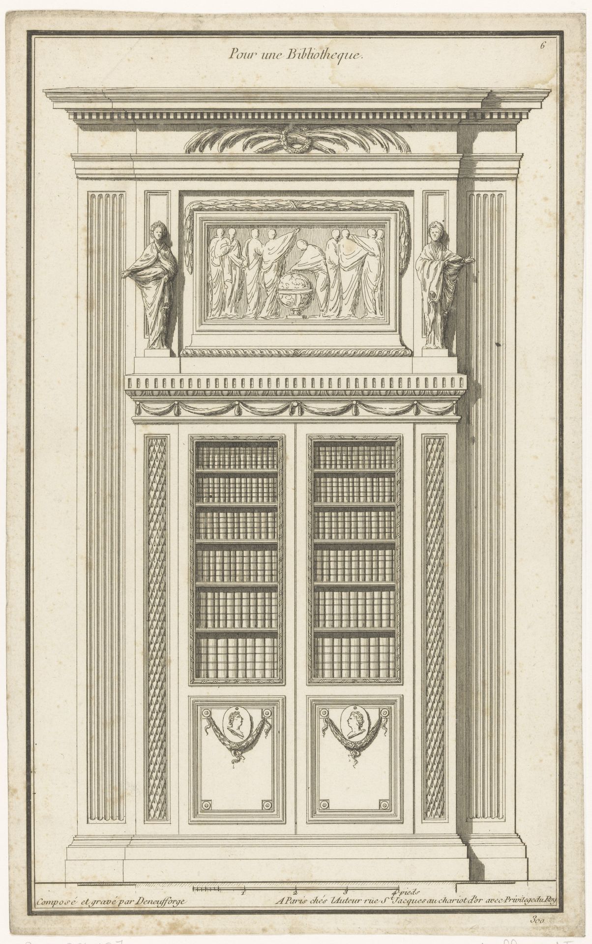 Boekenkast by Jean François de Neufforge