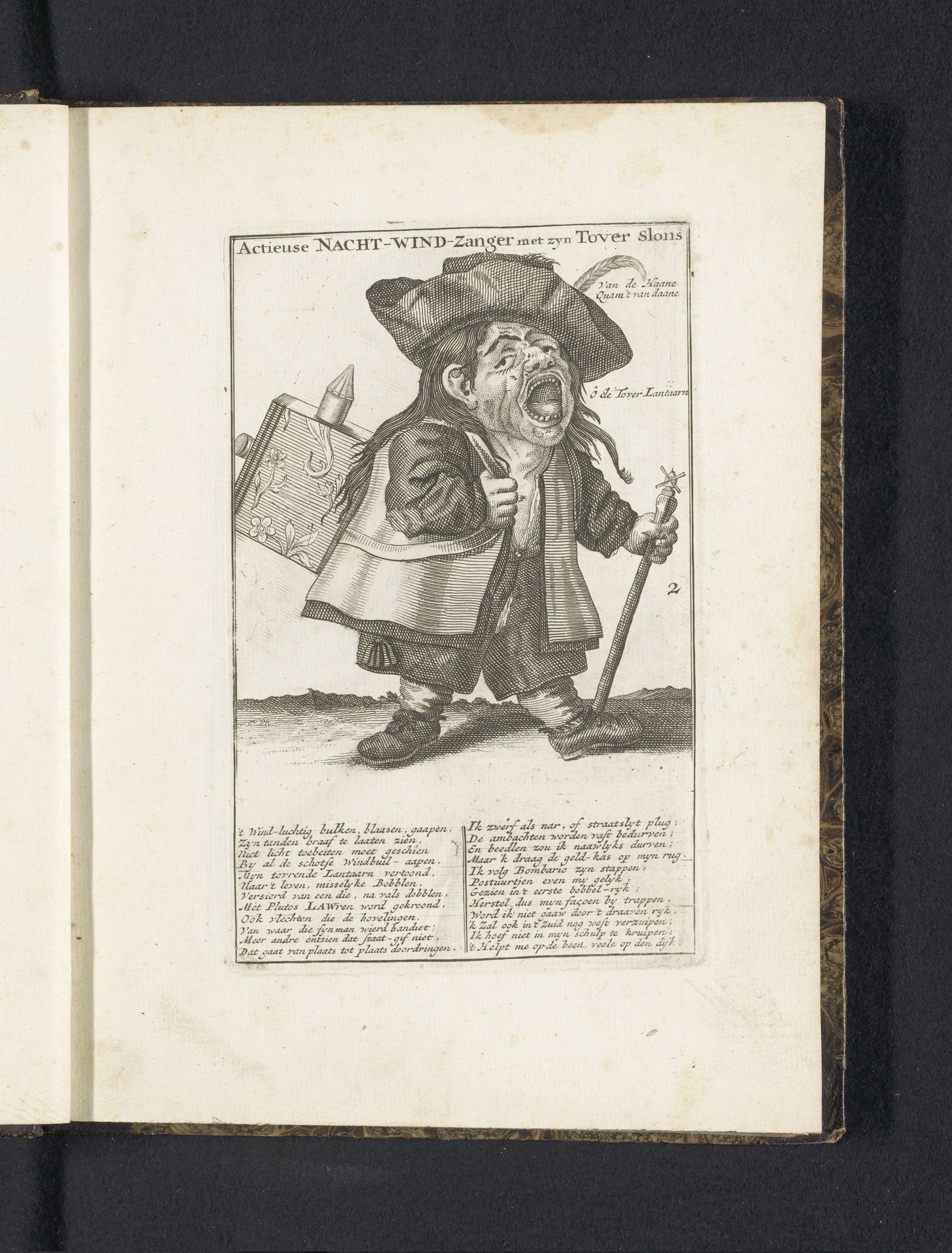 Dwerg als nachtwaker met een toverlantaarn op zijn rug, 1720 by Anonymous