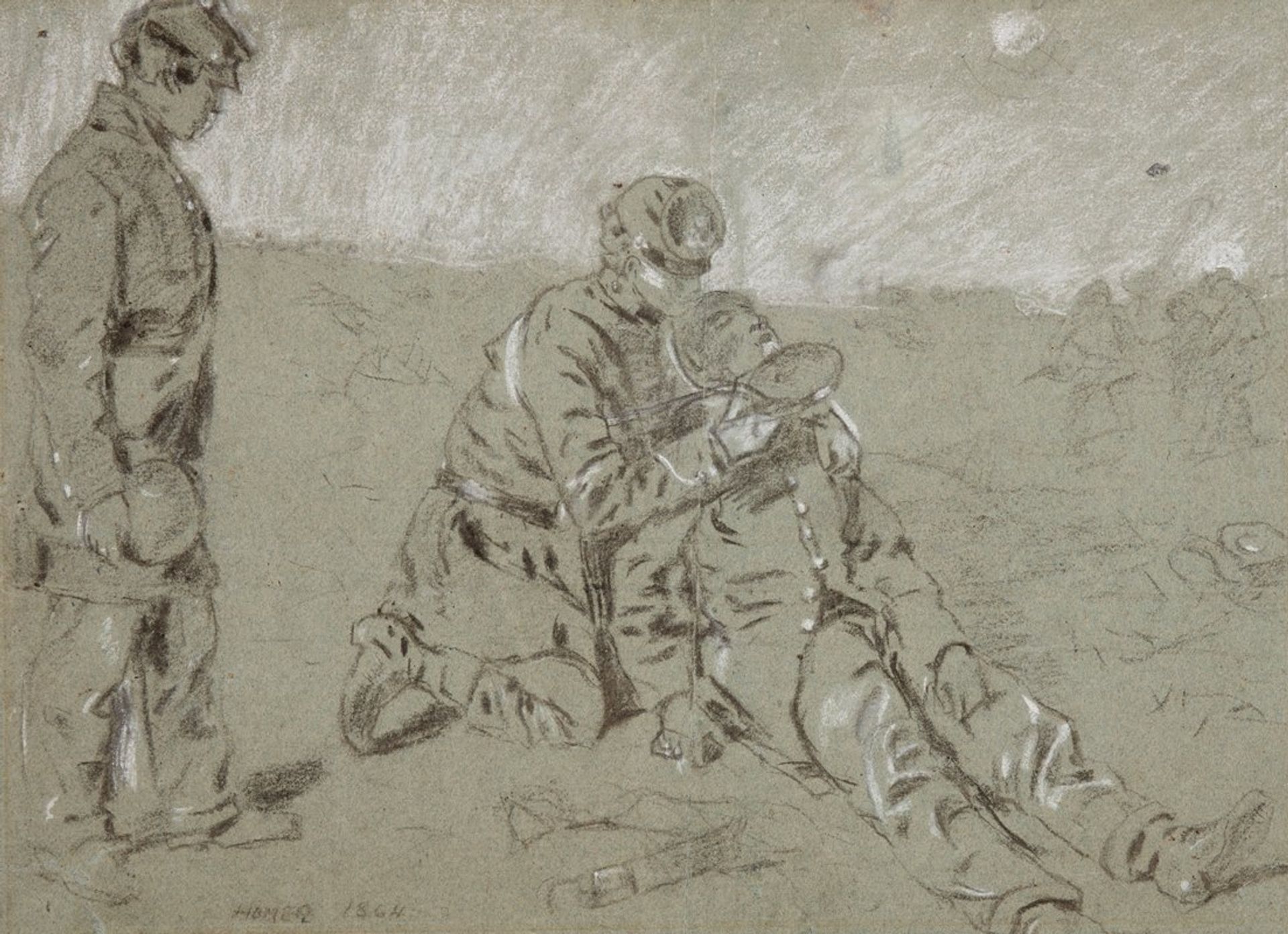 Soldier Giving Water to a Wounded Companion by Winslow Homer