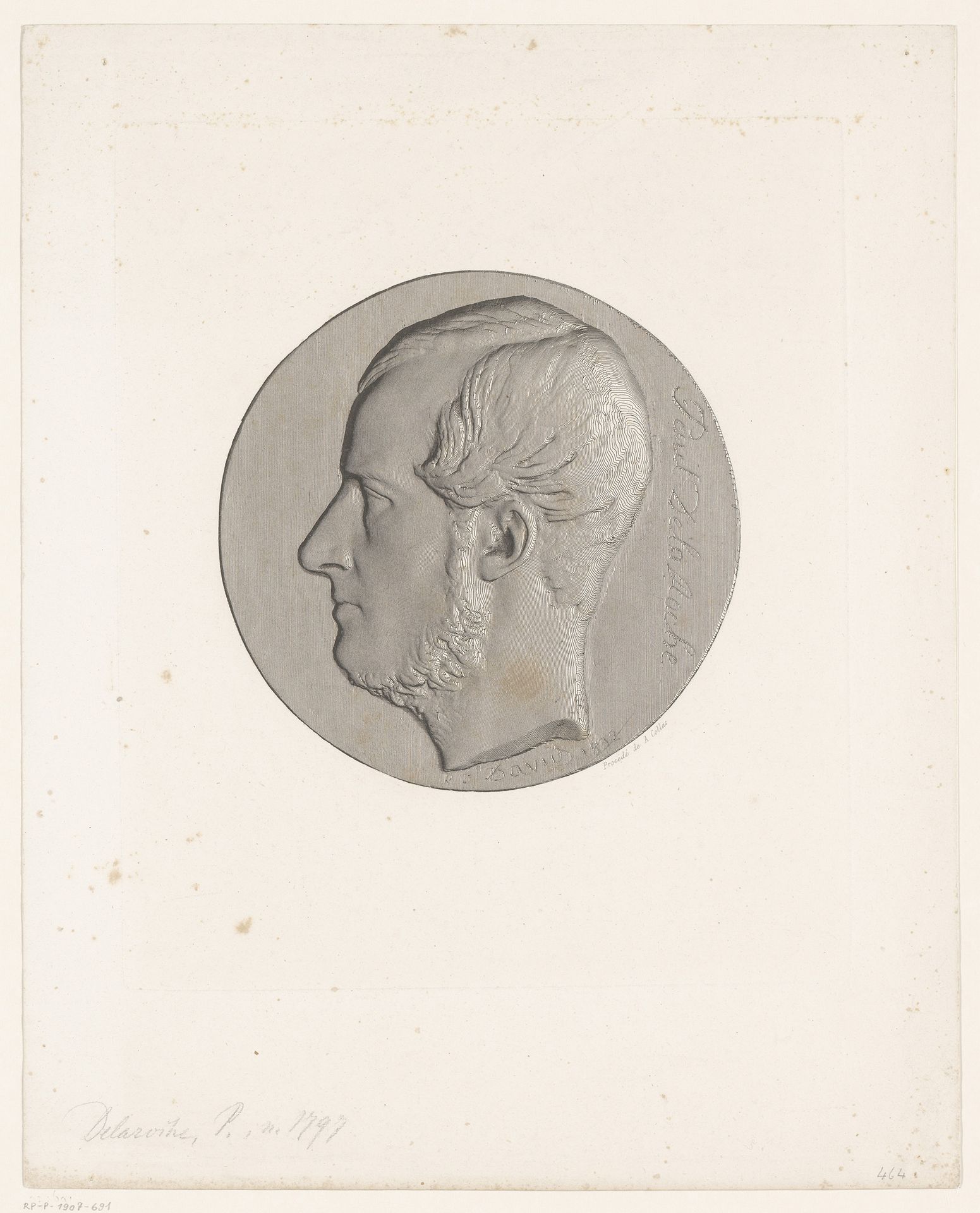 Medaillon met portret van Paul Delaroche by Achille Collas