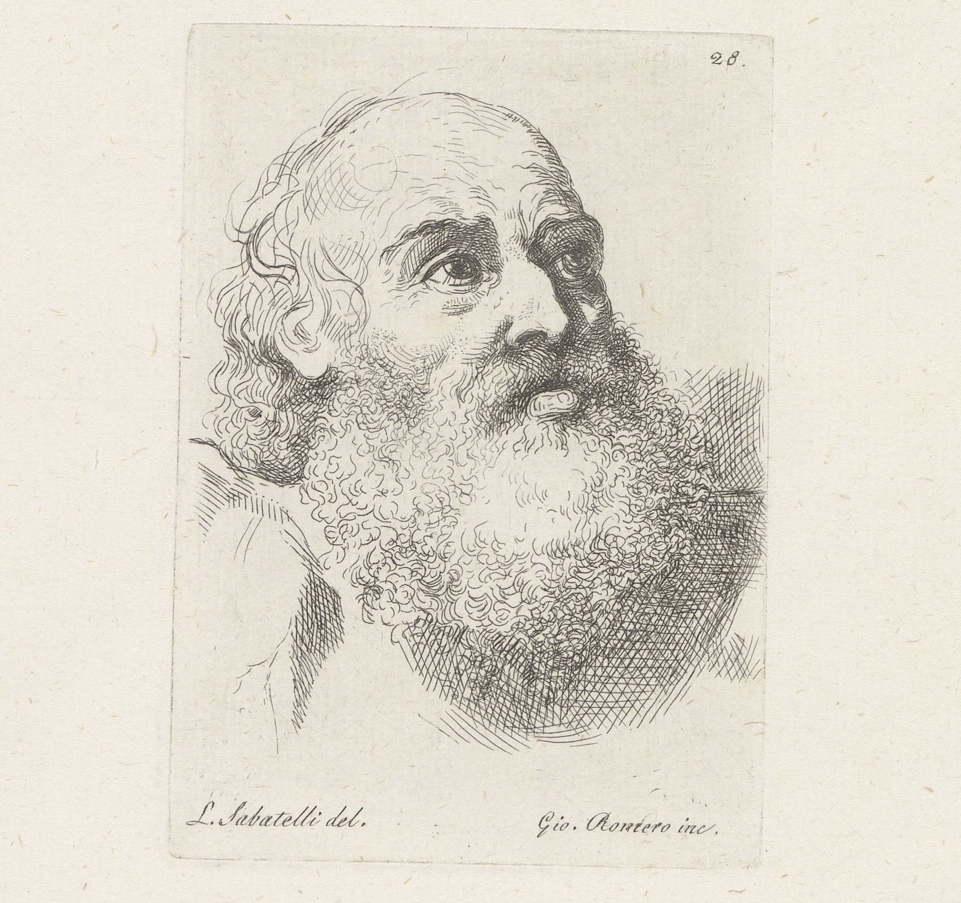 Kop van man met baard by Giovanni Battista Romero