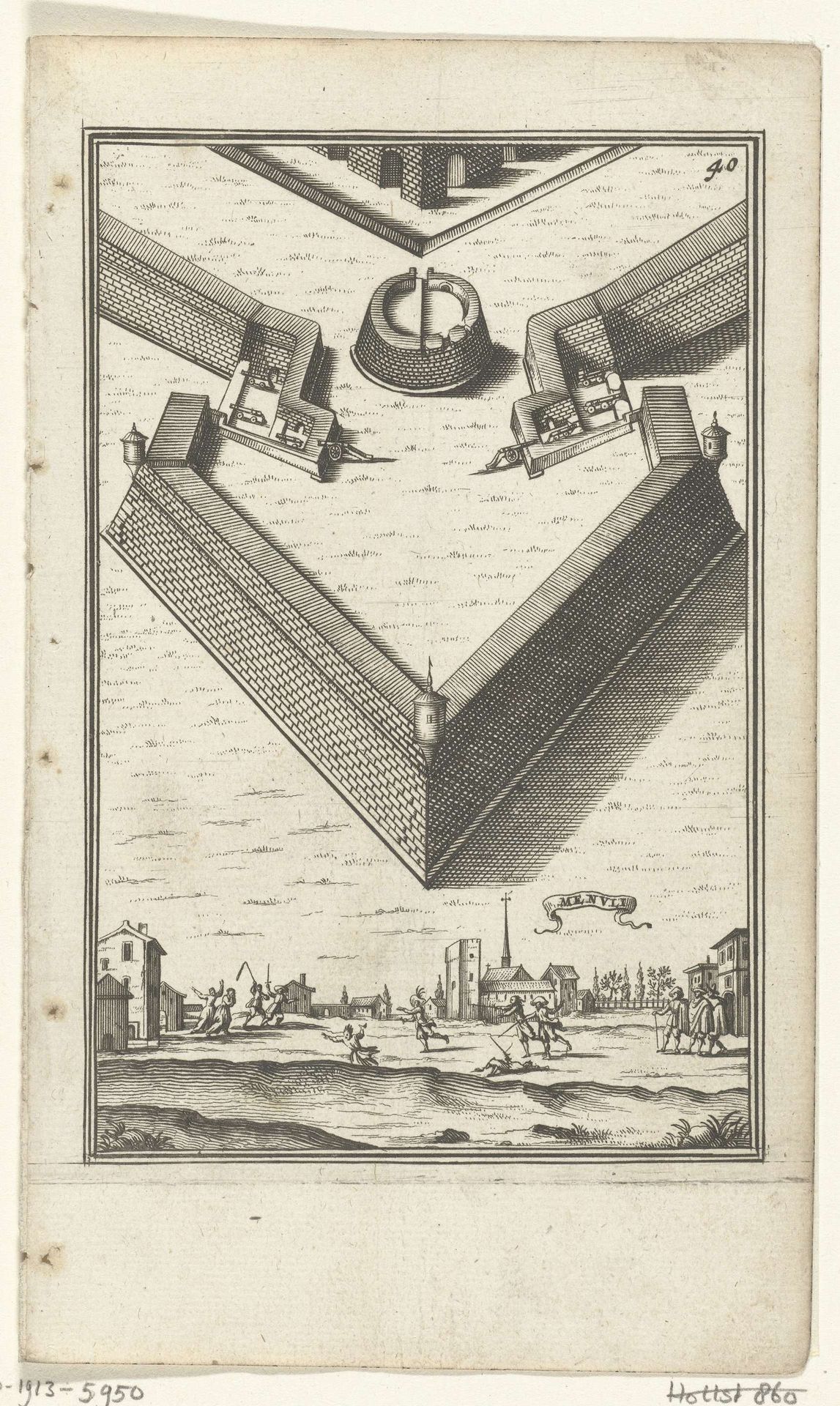 Illustratie voor 'Den Arbeid van Mars' van Allain Manesson Mallet by Romeyn de Hooghe