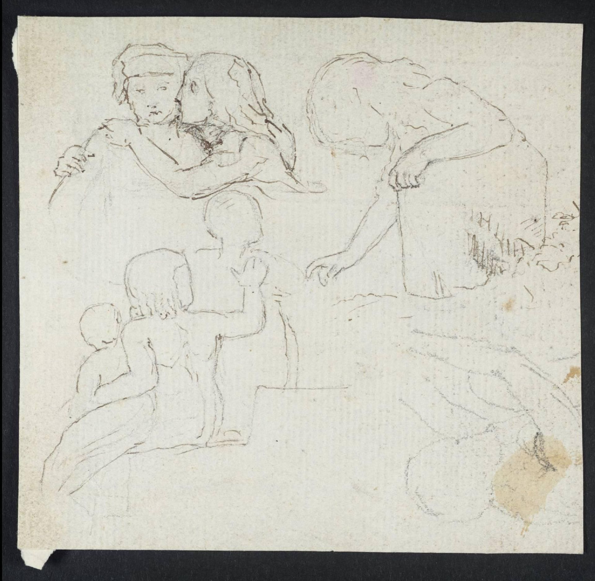 [title not known] Verso: Incomplete Studies of Head and Shoulders, Standing Figure and Woman with Child, and ?Part of Sketch by John Flaxman