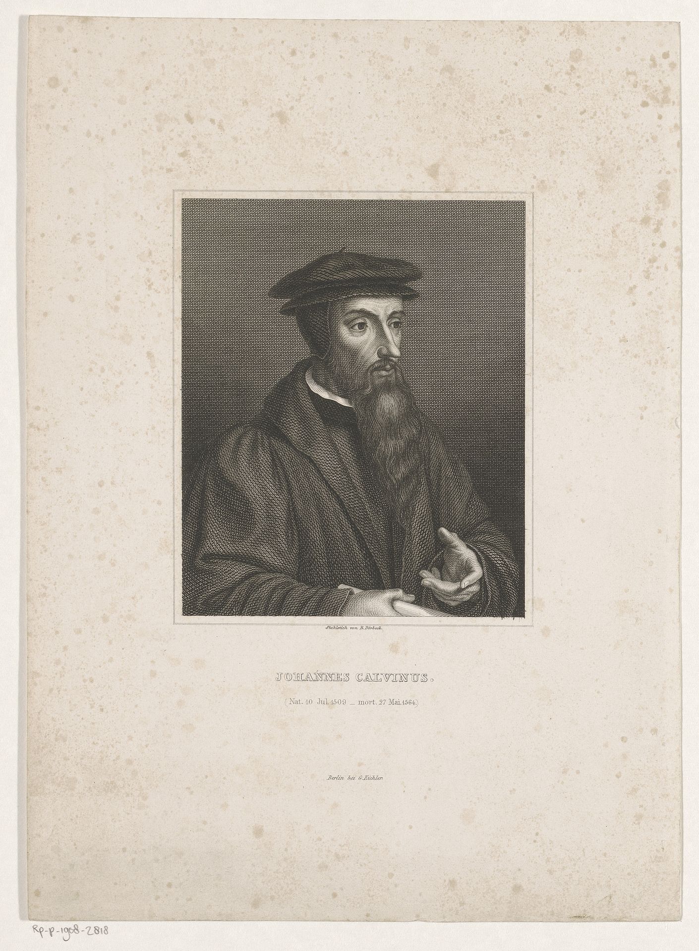 Portret van Johannes Calvijn by Franz Burchard Dörbeck