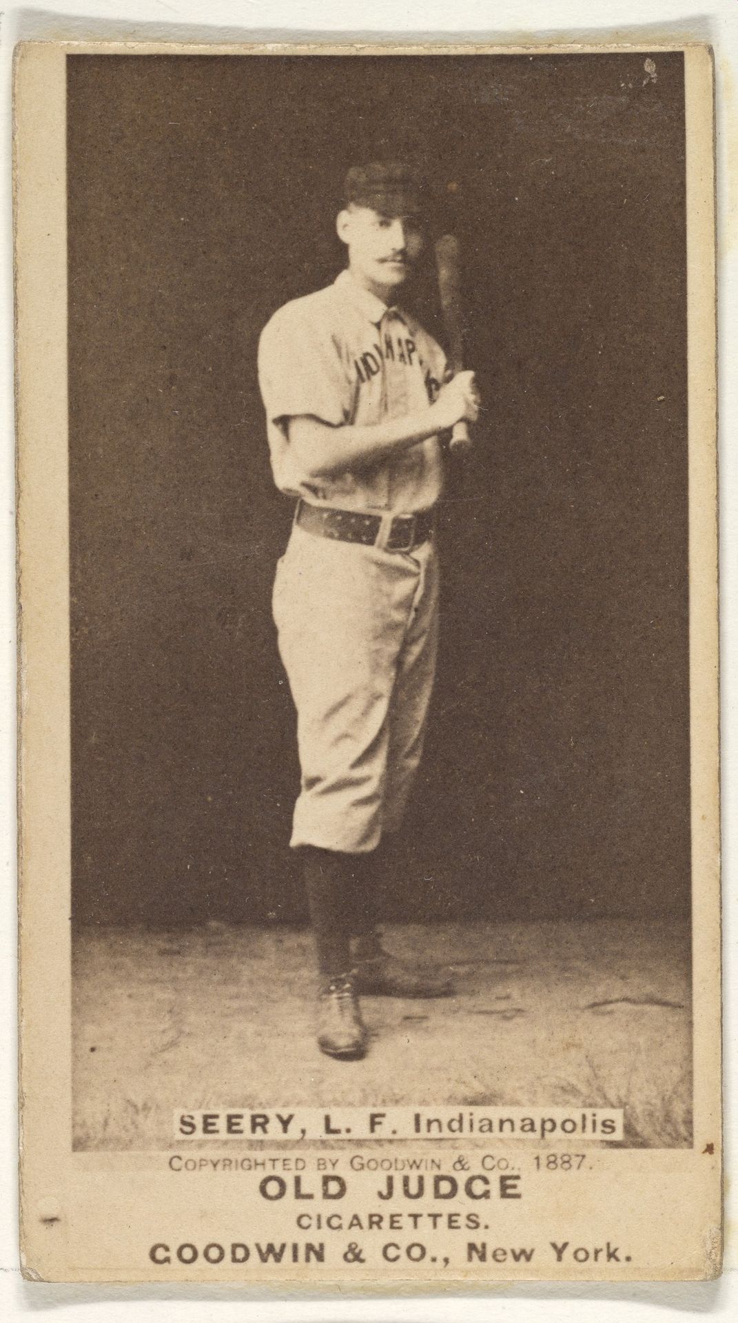 Seery, Left Field, Indianapolis, from the Old Judge series (N172) for Old Judge Cigarettes by Goodwin & Company