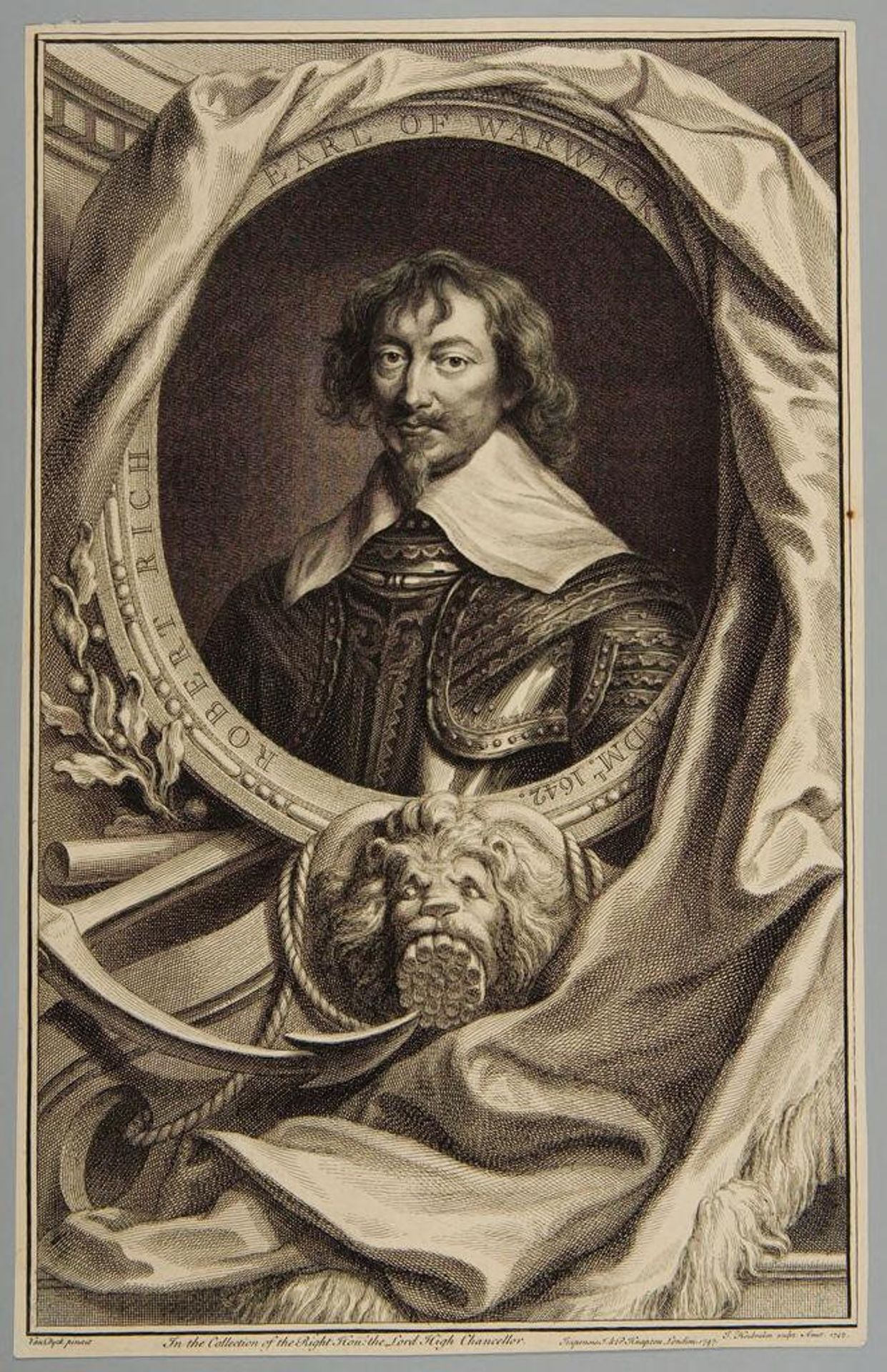 Robert Rich, earl of Warwick by Jacobus Houbraken