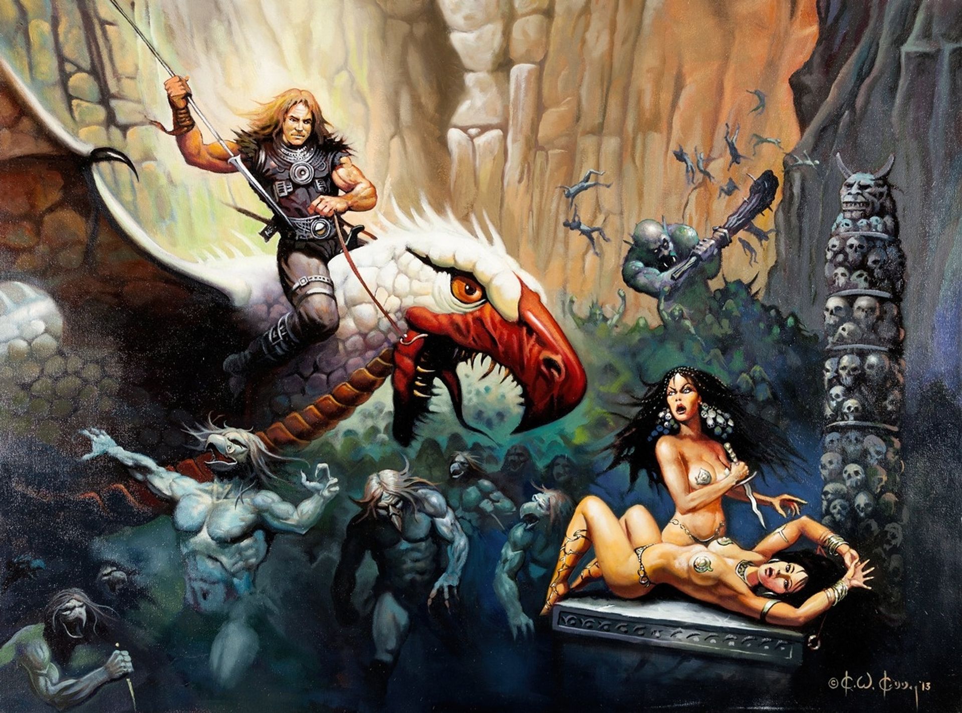 Fantasy War Bird Painting by Ken Kelly