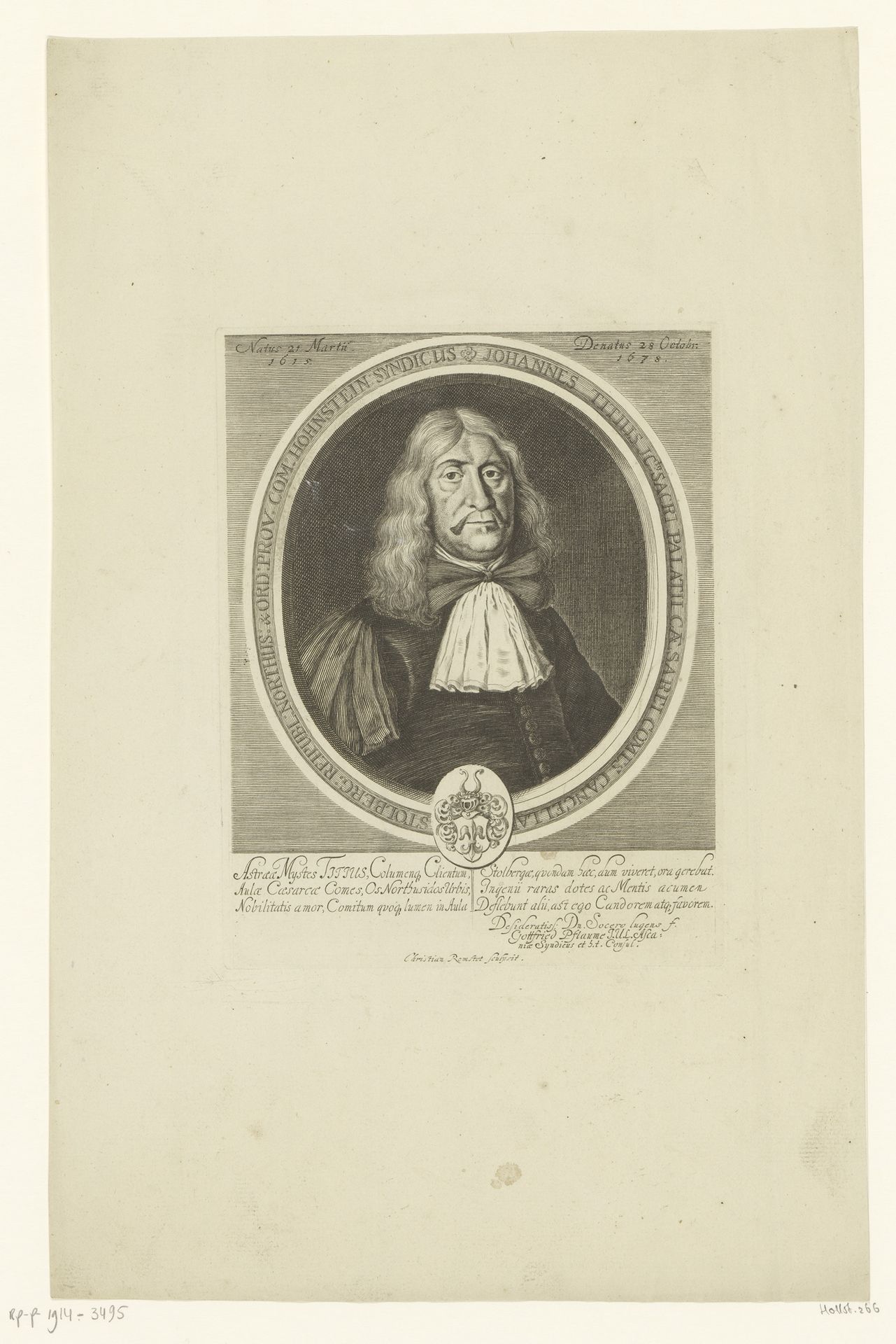 Portret van Johann Titius by Christian Romstet