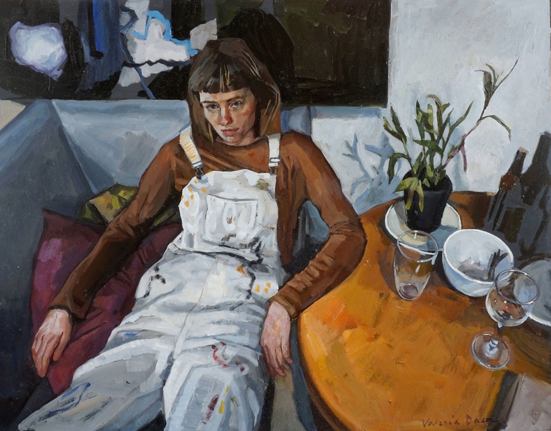 Portrait with Round Table by Valeria Duca