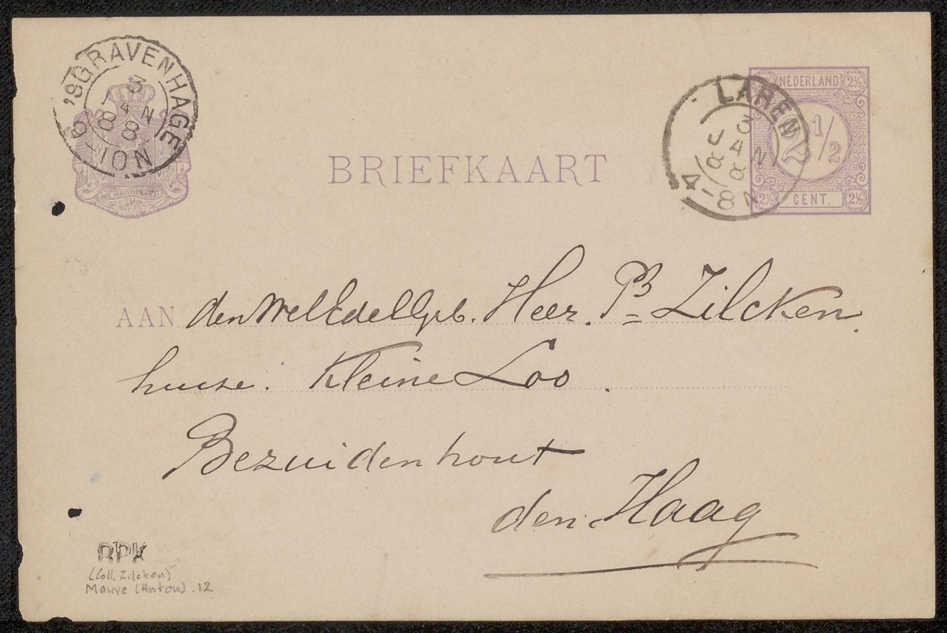 Briefkaart aan Philip Zilcken by Anton Mauve