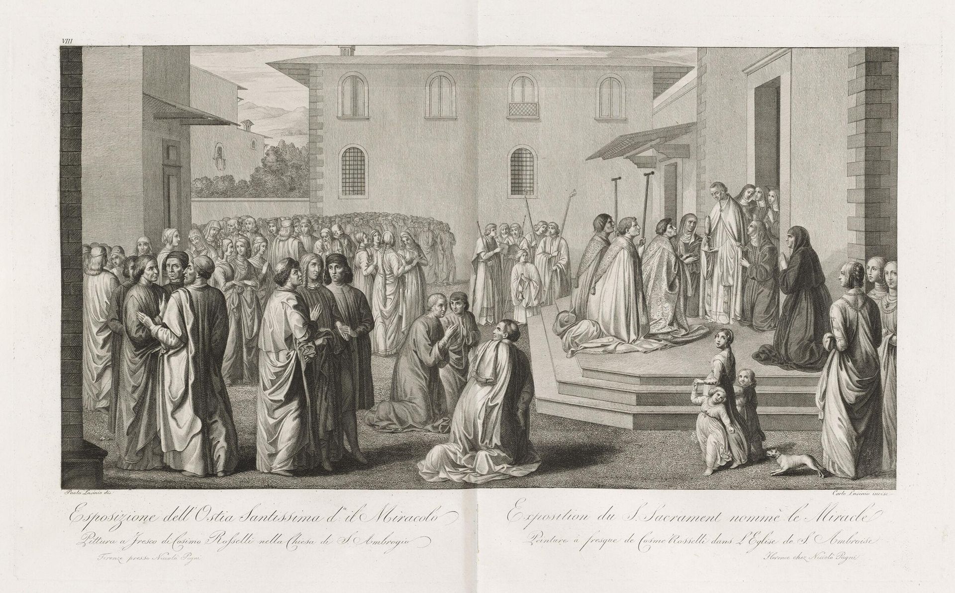 The Elevation of the Holy Host (the picture is on a side wall of the Chapel del Miracolo, and represents the solemn procession at the bearing of the Miraculous Host from the church San Ambrogio to the Episcopal palace.) by Conte Carlo Lasinio
