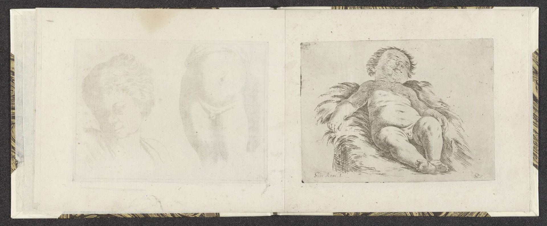 Liggende naakte baby by Giuseppe Maria Mitelli