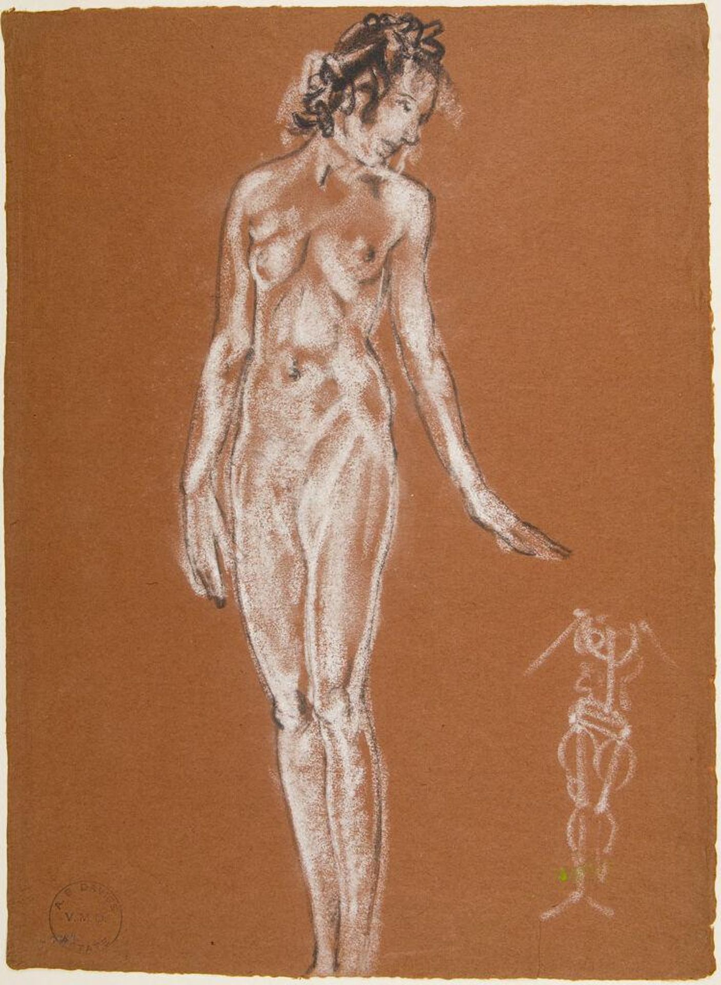 Study and Sketch of Standing Female Nude by Arthur Bowen Davies
